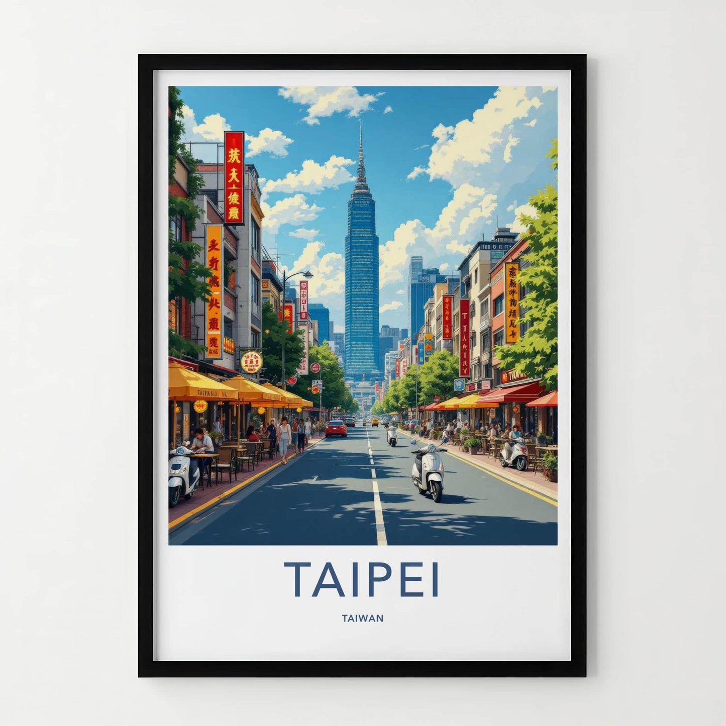 Taipei Poster - Taiwan Travel Art - Vibrant Urban Scene Home Decor
