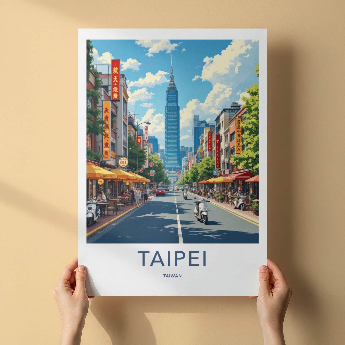 Taipei Poster - Taiwan Travel Art - Vibrant Urban Scene Home Decor
