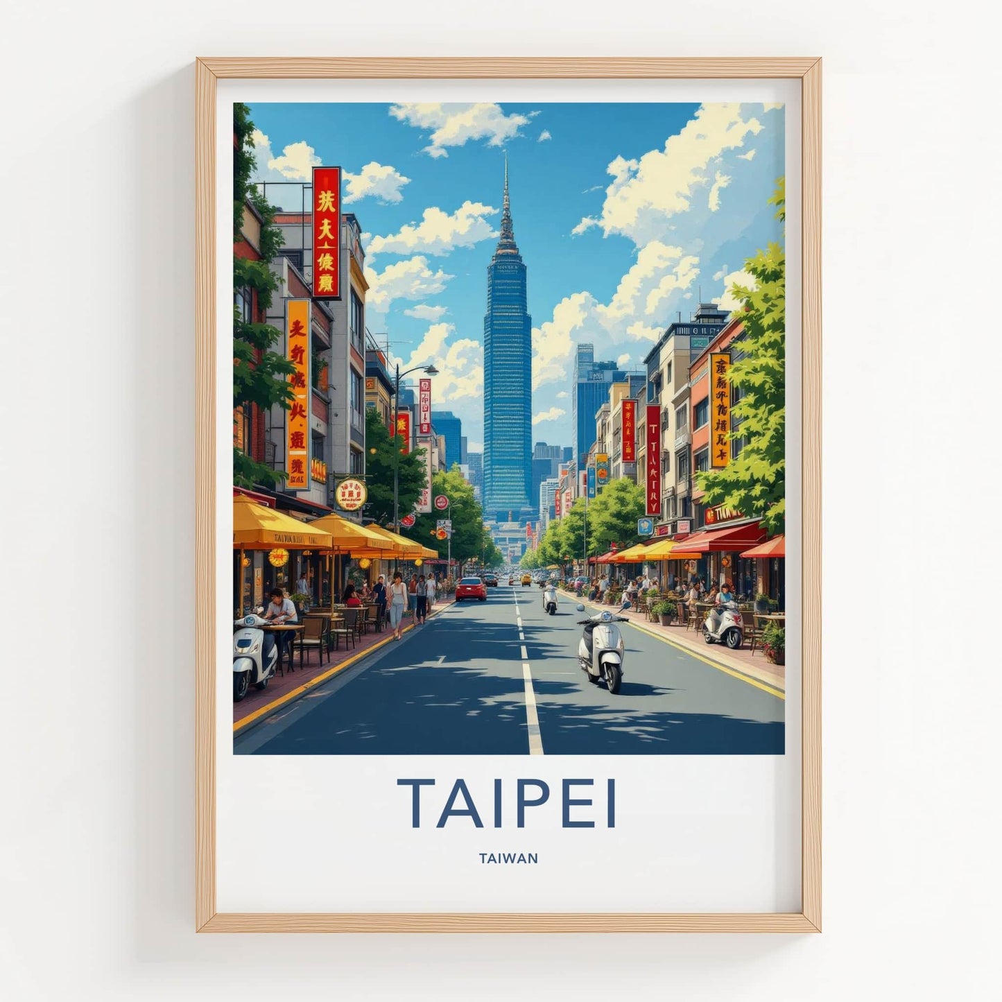 Taipei Poster - Taiwan Travel Art - Vibrant Urban Scene Home Decor