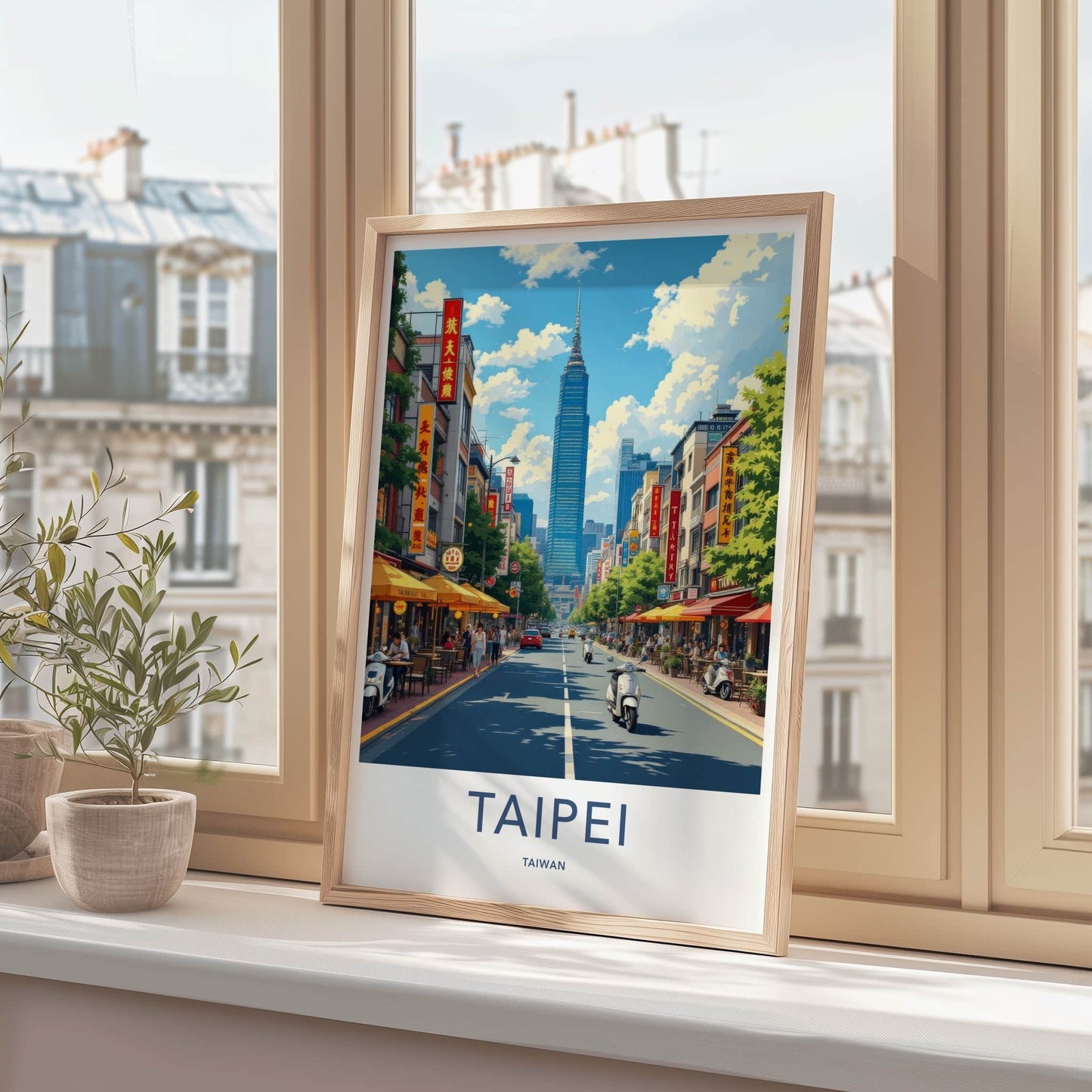 Taipei Poster - Taiwan Travel Art - Vibrant Urban Scene Home Decor