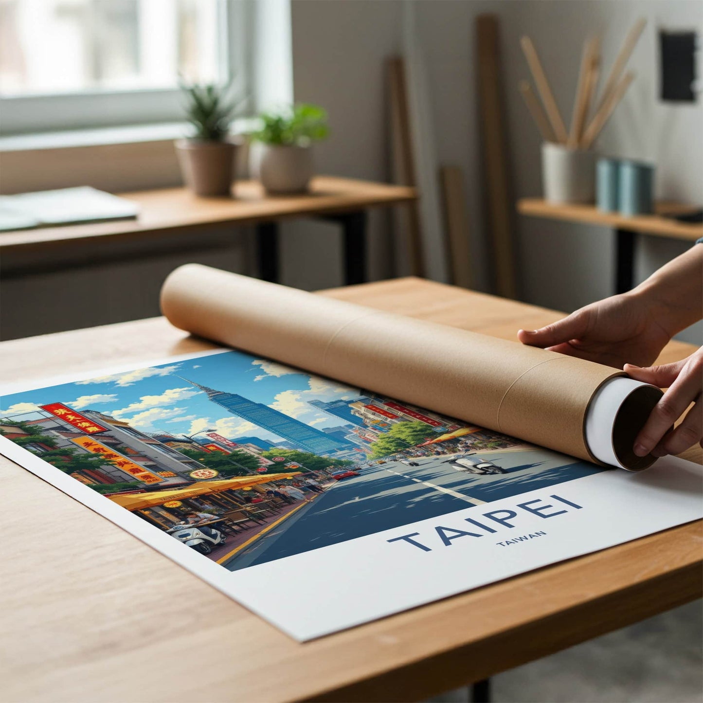 Taipei Poster - Taiwan Travel Art - Vibrant Urban Scene Home Decor