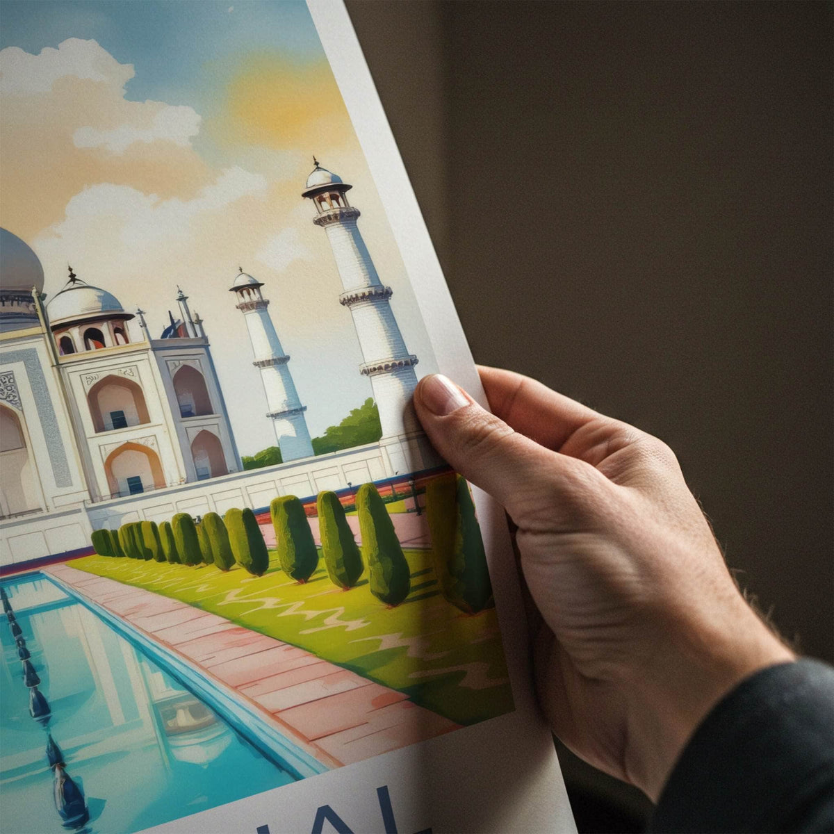 Taj Mahal Poster - India Illuminated Marble Structure Travel Print