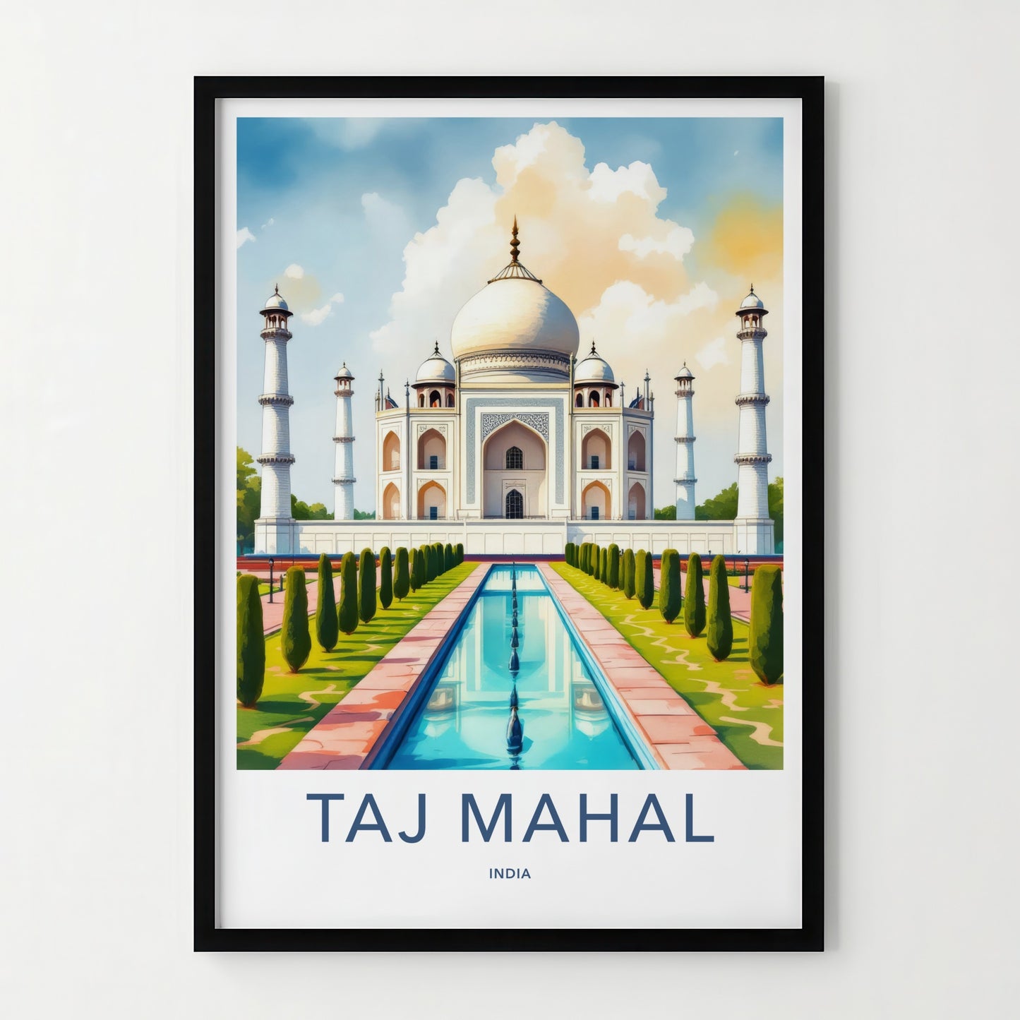Taj Mahal Poster - India Illuminated Marble Structure Travel Print