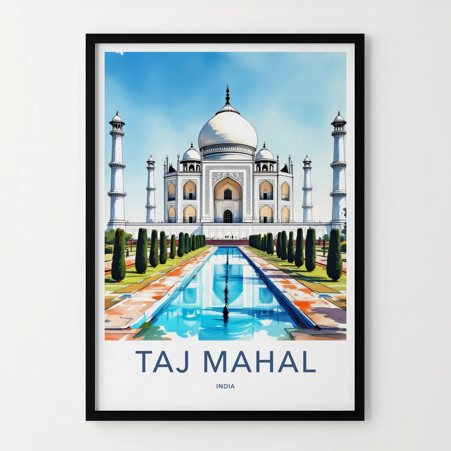 Taj Mahal Poster - India Uttar Pradesh Reflective Pool Wall Decor