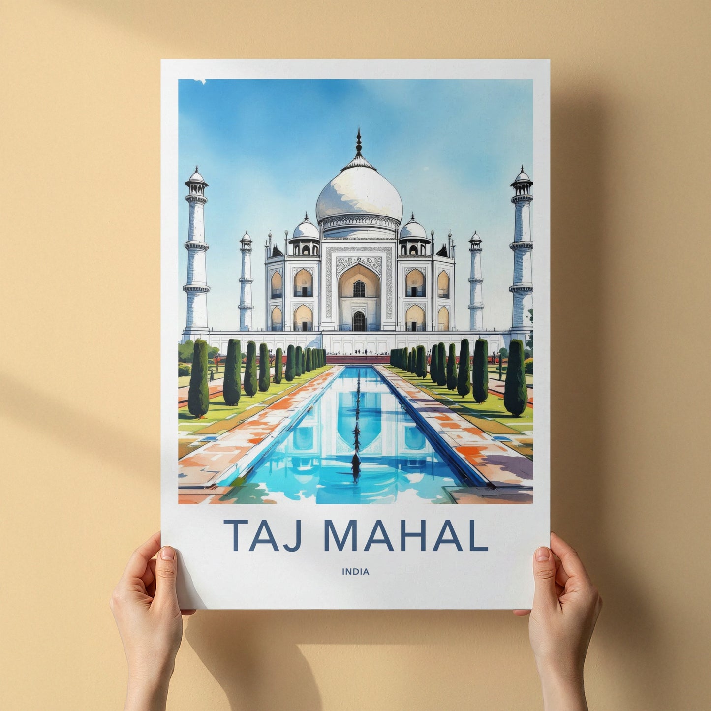 Taj Mahal Poster - India Uttar Pradesh Reflective Pool Wall Decor