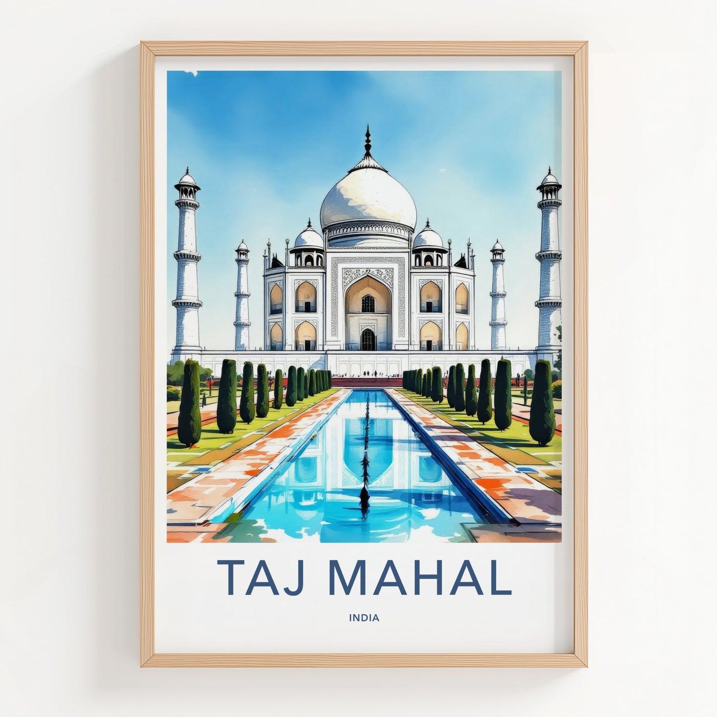 Taj Mahal Poster - India Uttar Pradesh Reflective Pool Wall Decor