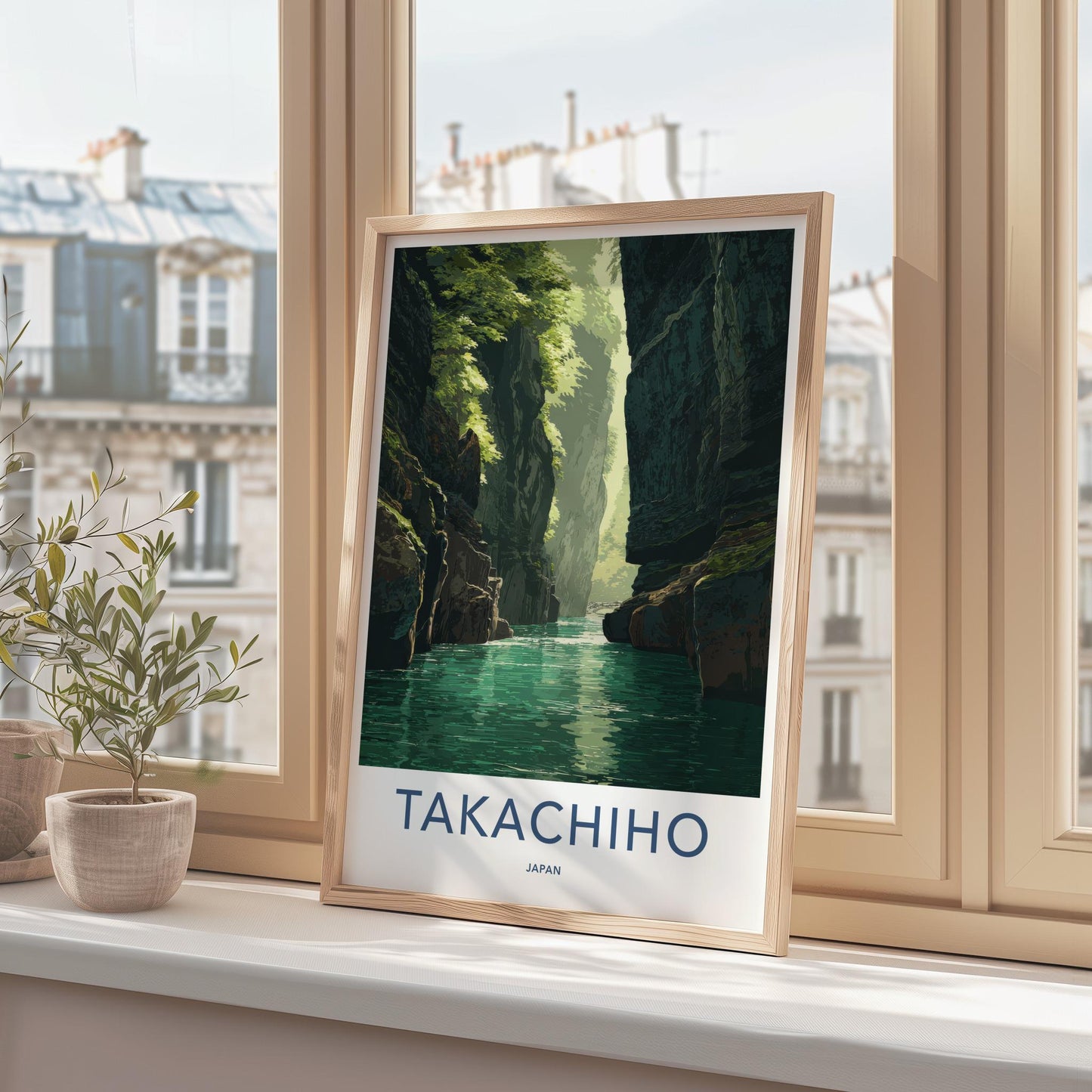 Takachiho Poster - Japan Travel Art - Emerald Gorge Waters Home Decor