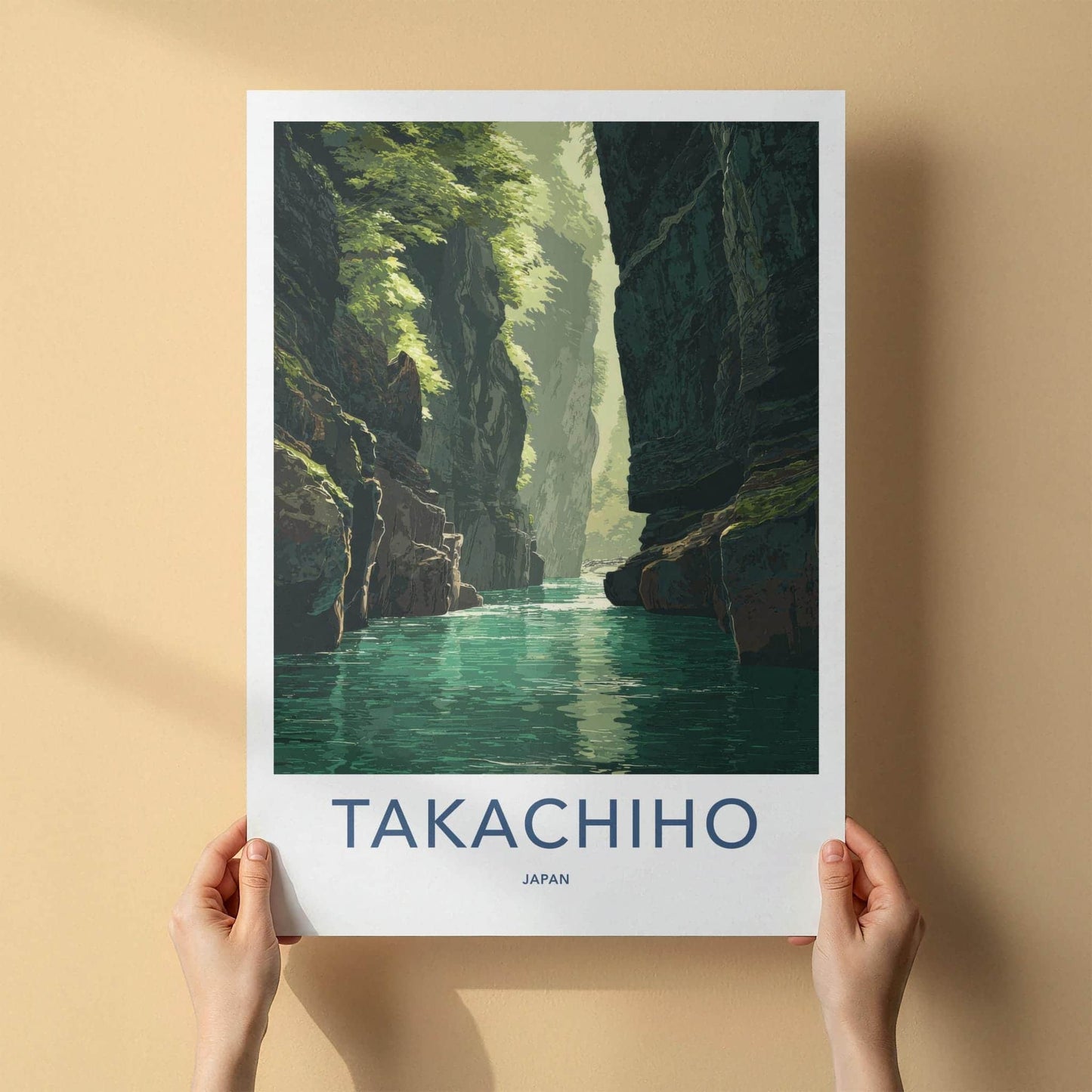 Takachiho Poster - Japan Travel Art - Emerald Gorge Waters Home Decor