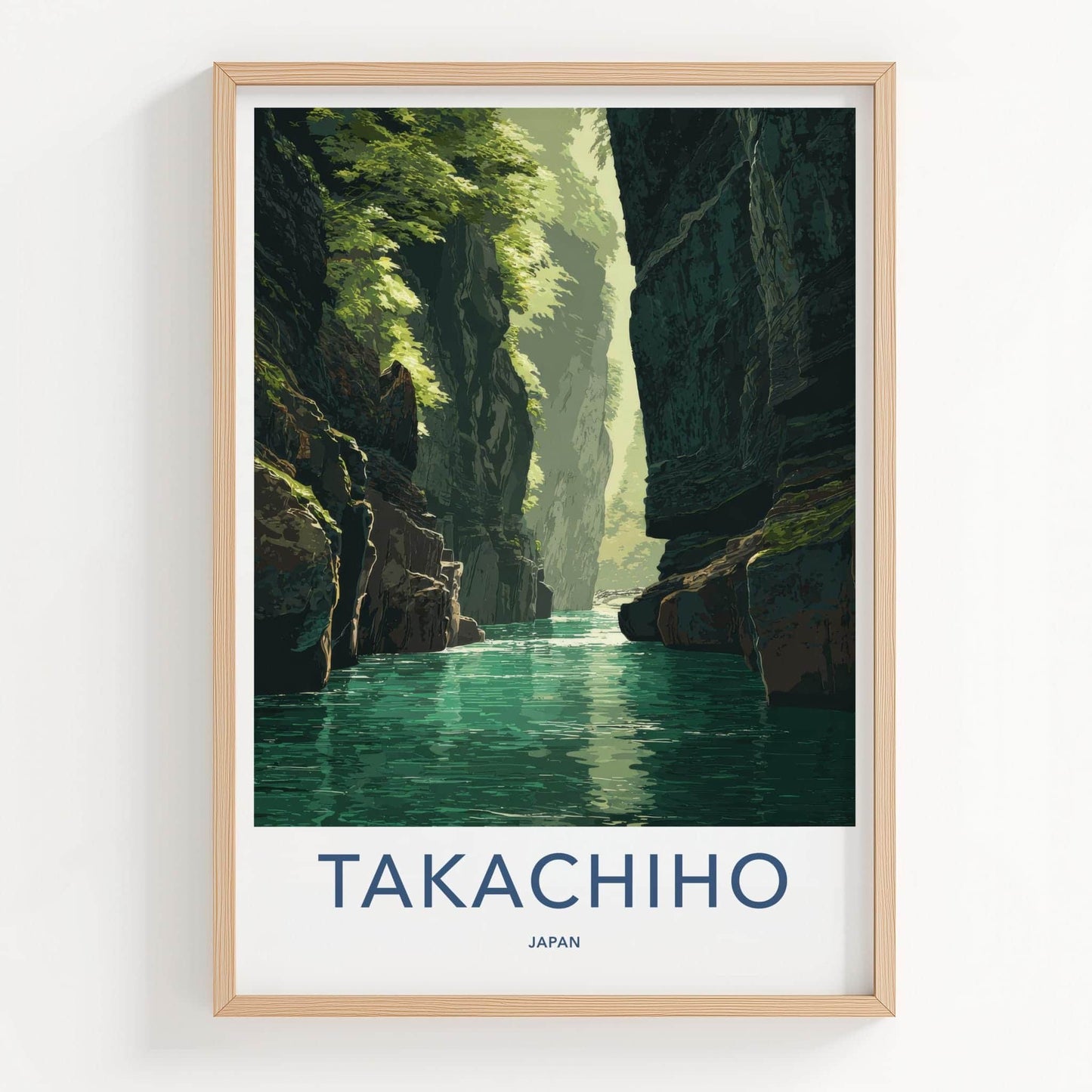 Takachiho Poster - Japan Travel Art - Emerald Gorge Waters Home Decor