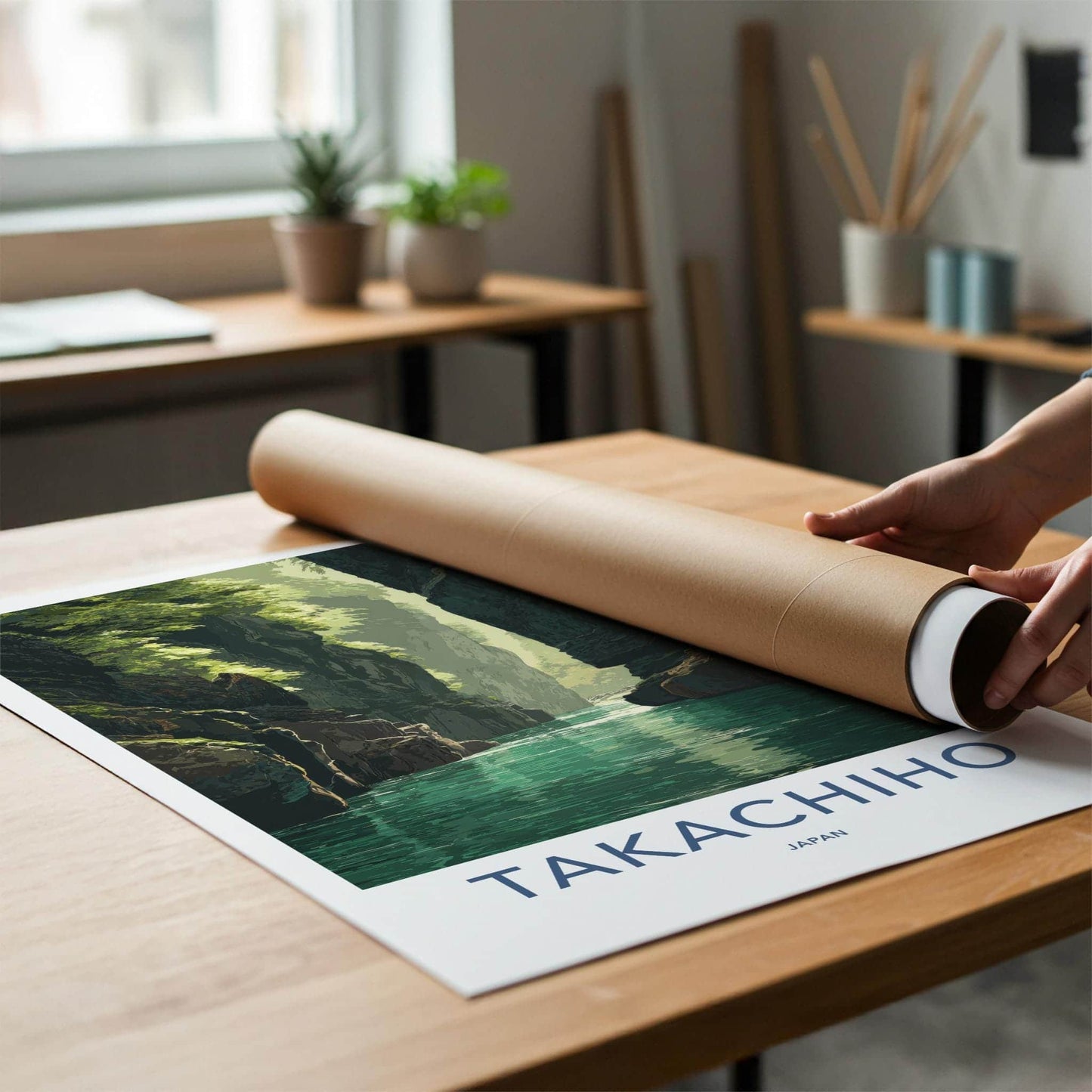 Takachiho Poster - Japan Travel Art - Emerald Gorge Waters Home Decor