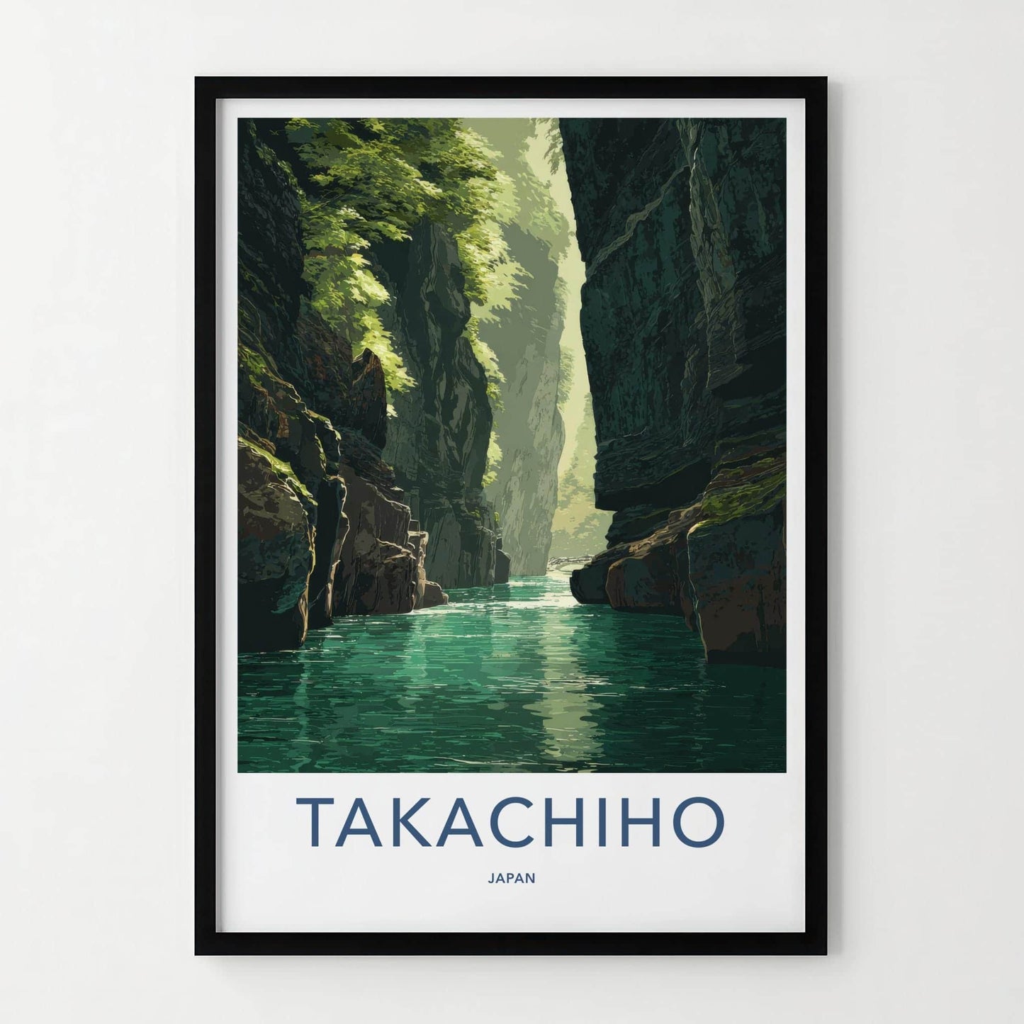 Takachiho Poster - Japan Travel Art - Emerald Gorge Waters Home Decor