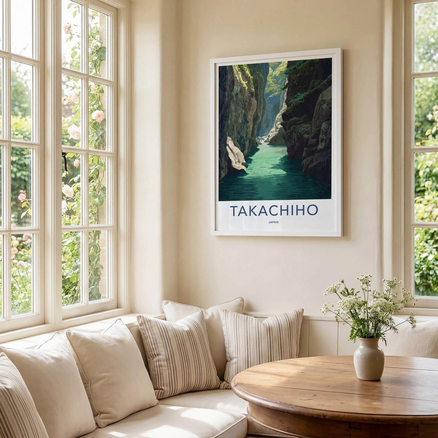 Takachiho Poster - Japan Travel Art - Emerald River Gorge Home Decor
