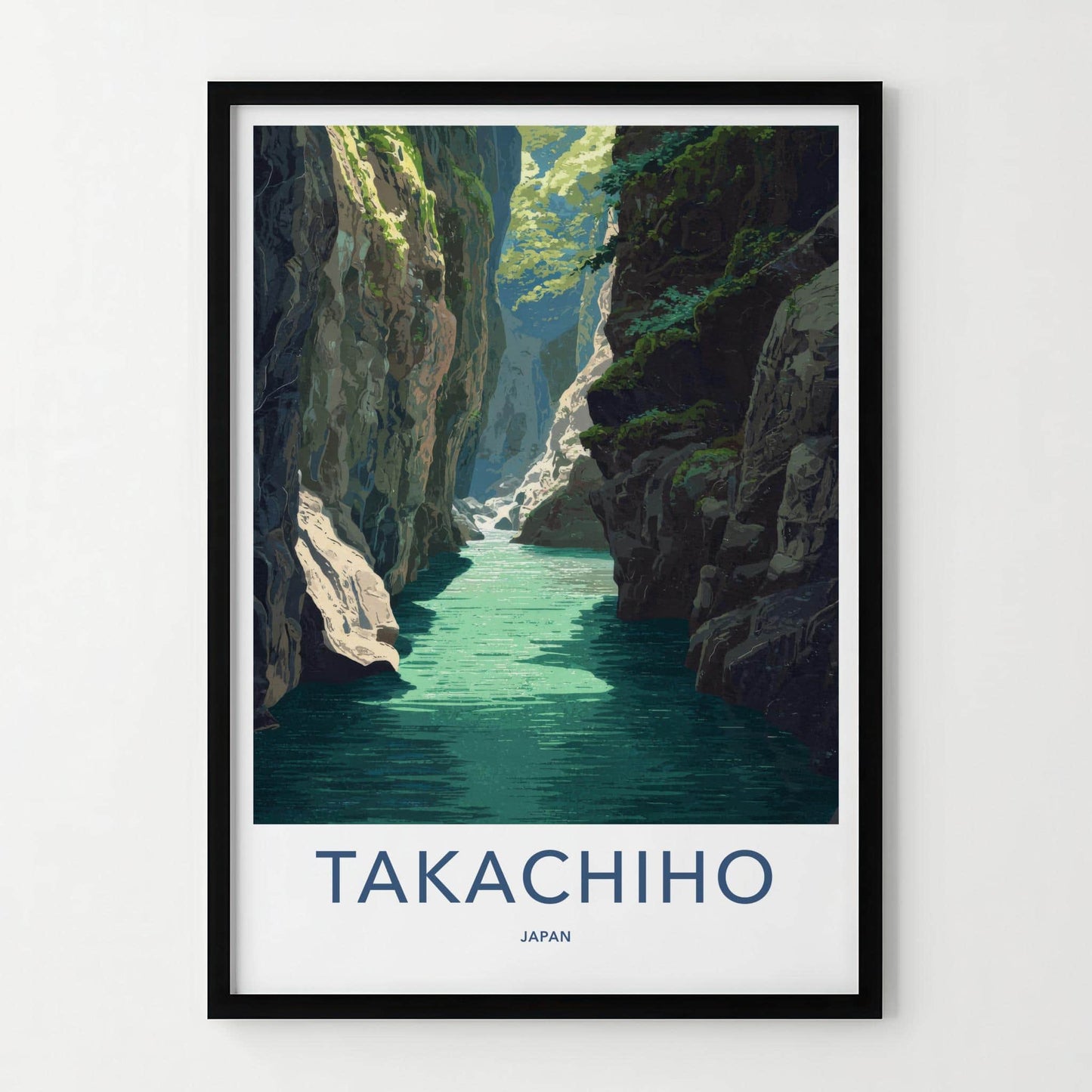 Takachiho Poster - Japan Travel Art - Emerald River Gorge Home Decor