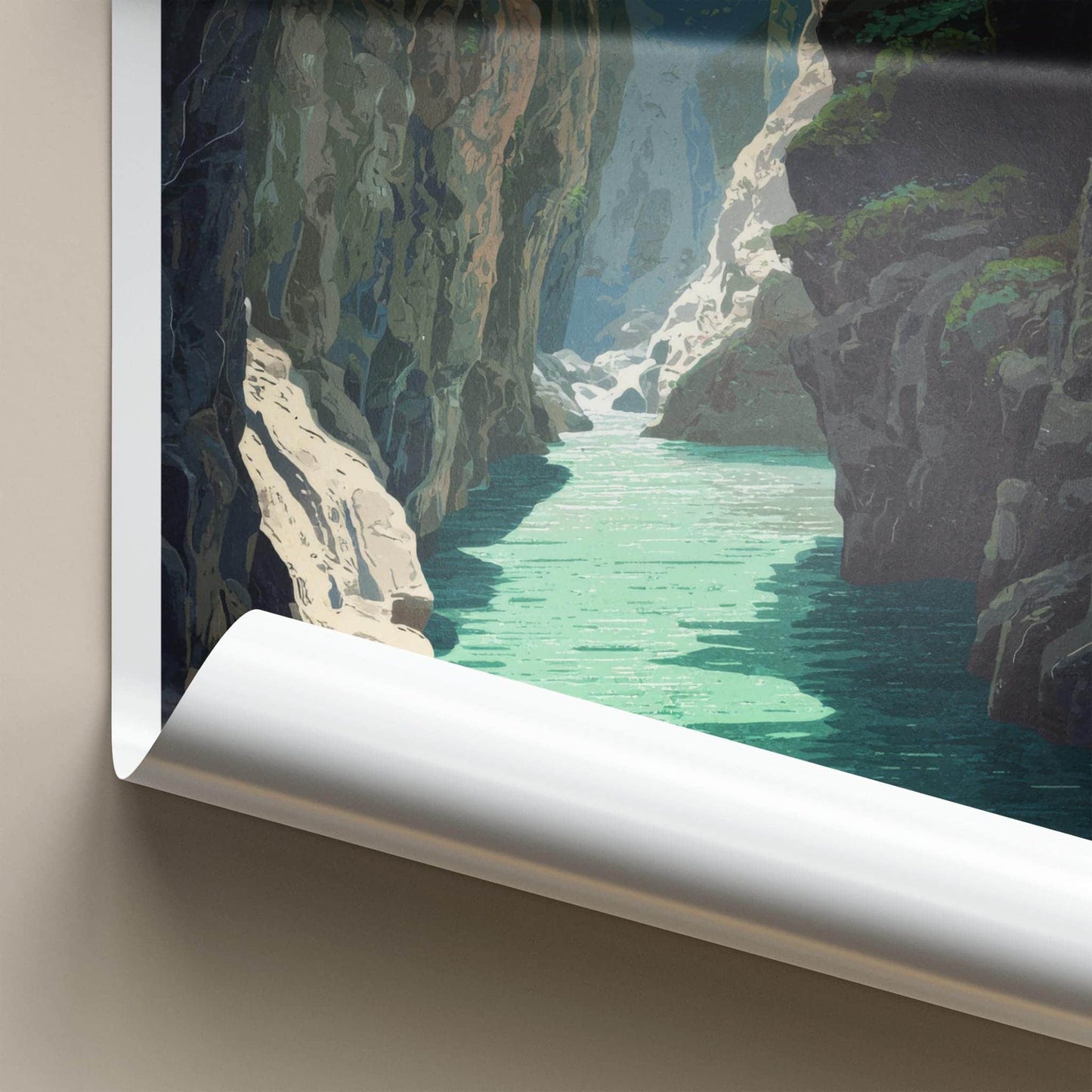 Takachiho Poster - Japan Travel Art - Emerald River Gorge Home Decor