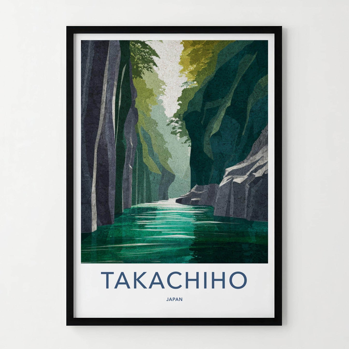 Takachiho Poster - Japan Travel Art - Emerald Water Gorge Wall Decor