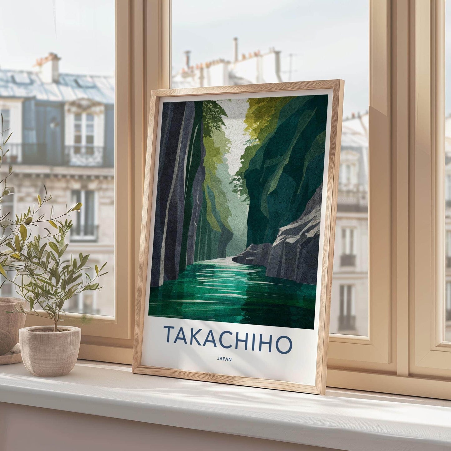 Takachiho Poster - Japan Travel Art - Emerald Water Gorge Wall Decor