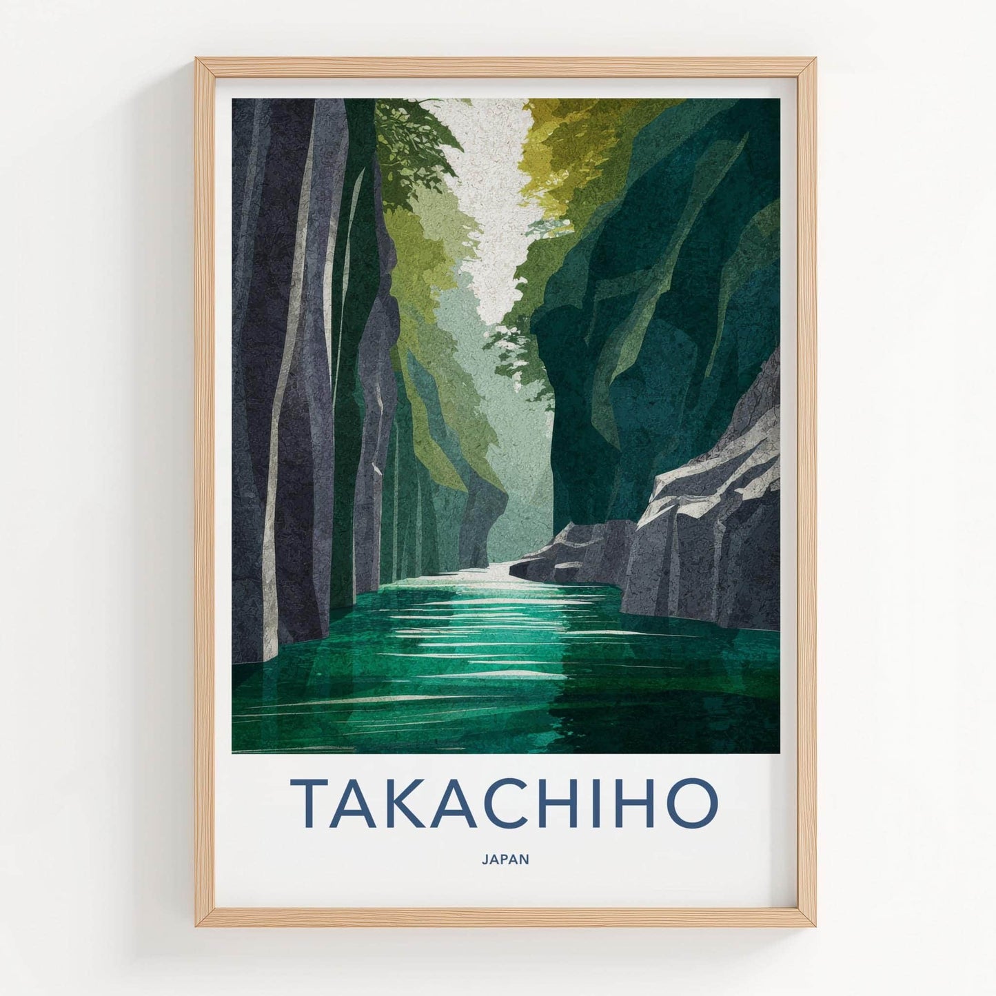 Takachiho Poster - Japan Travel Art - Emerald Water Gorge Wall Decor