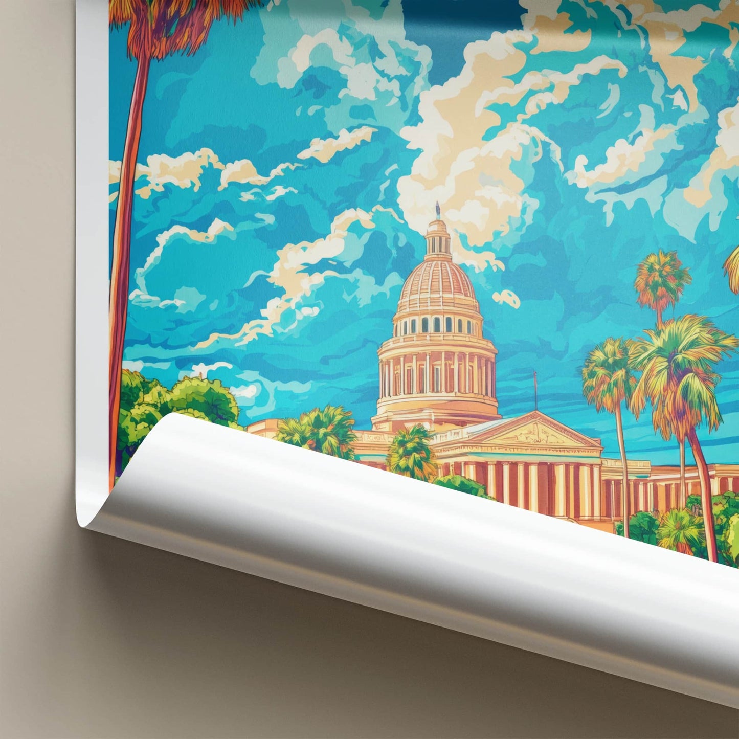 Tallahassee Poster - Florida Travel Art - Capitol vibrant sky Home Decor