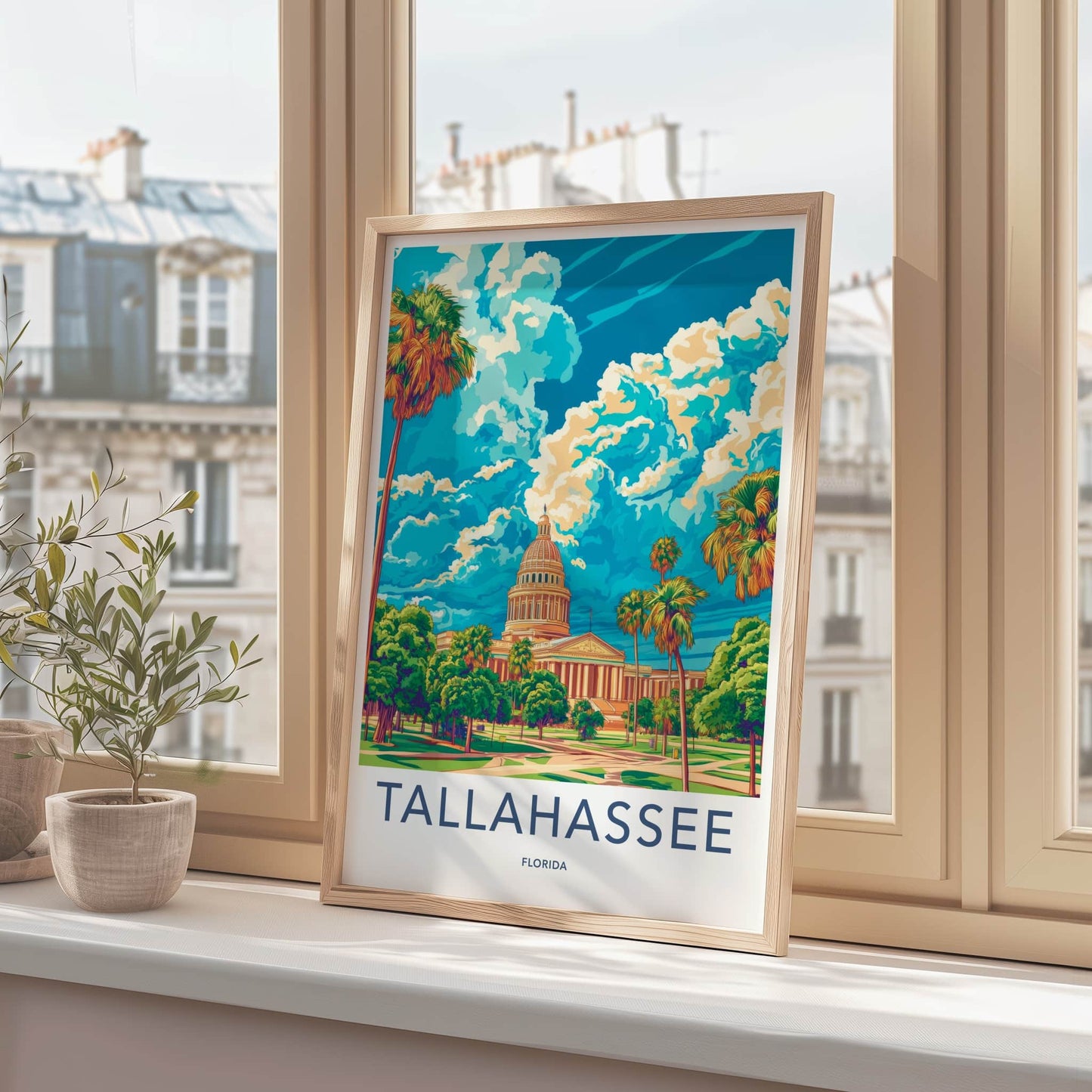Tallahassee Poster - Florida Travel Art - Capitol vibrant sky Home Decor