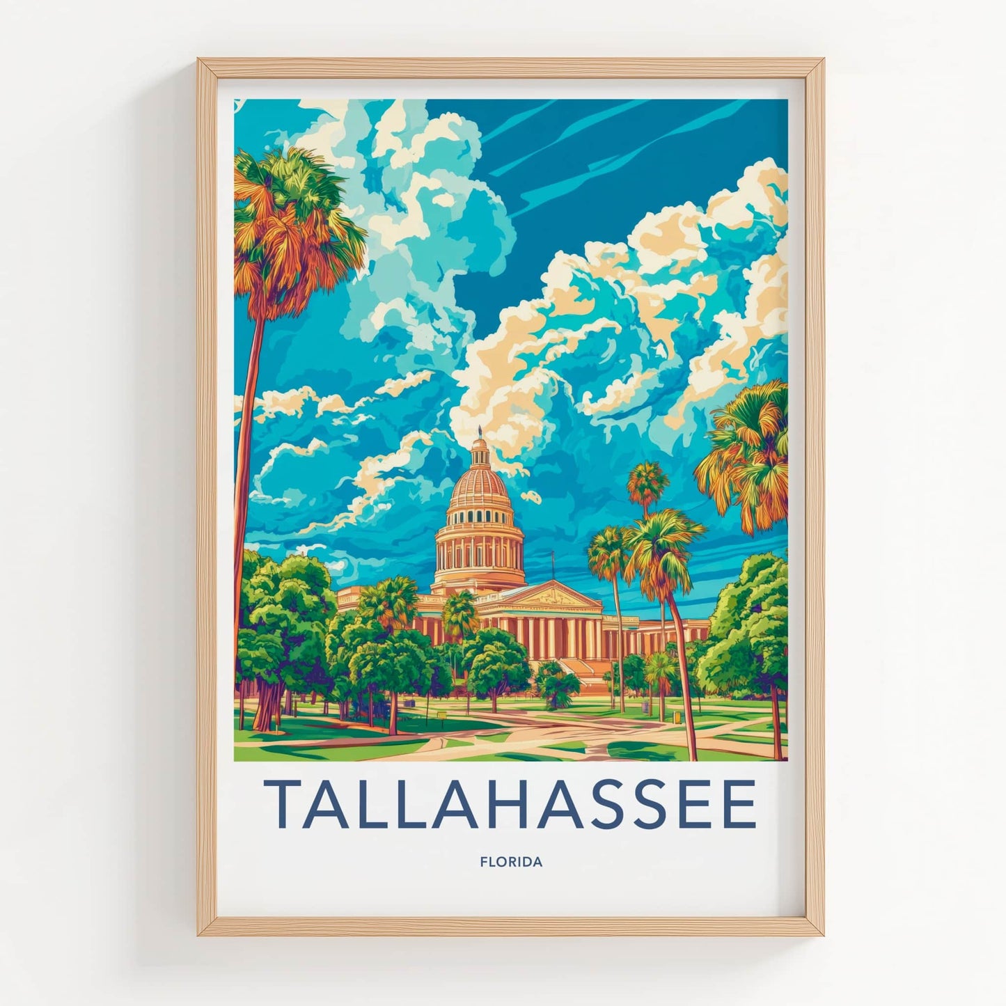 Tallahassee Poster - Florida Travel Art - Capitol vibrant sky Home Decor