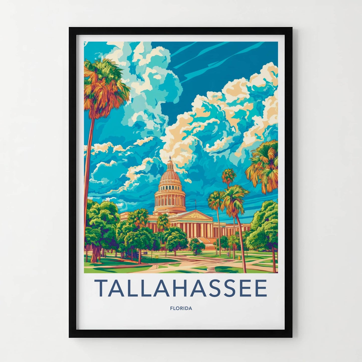 Tallahassee Poster - Florida Travel Art - Capitol vibrant sky Home Decor