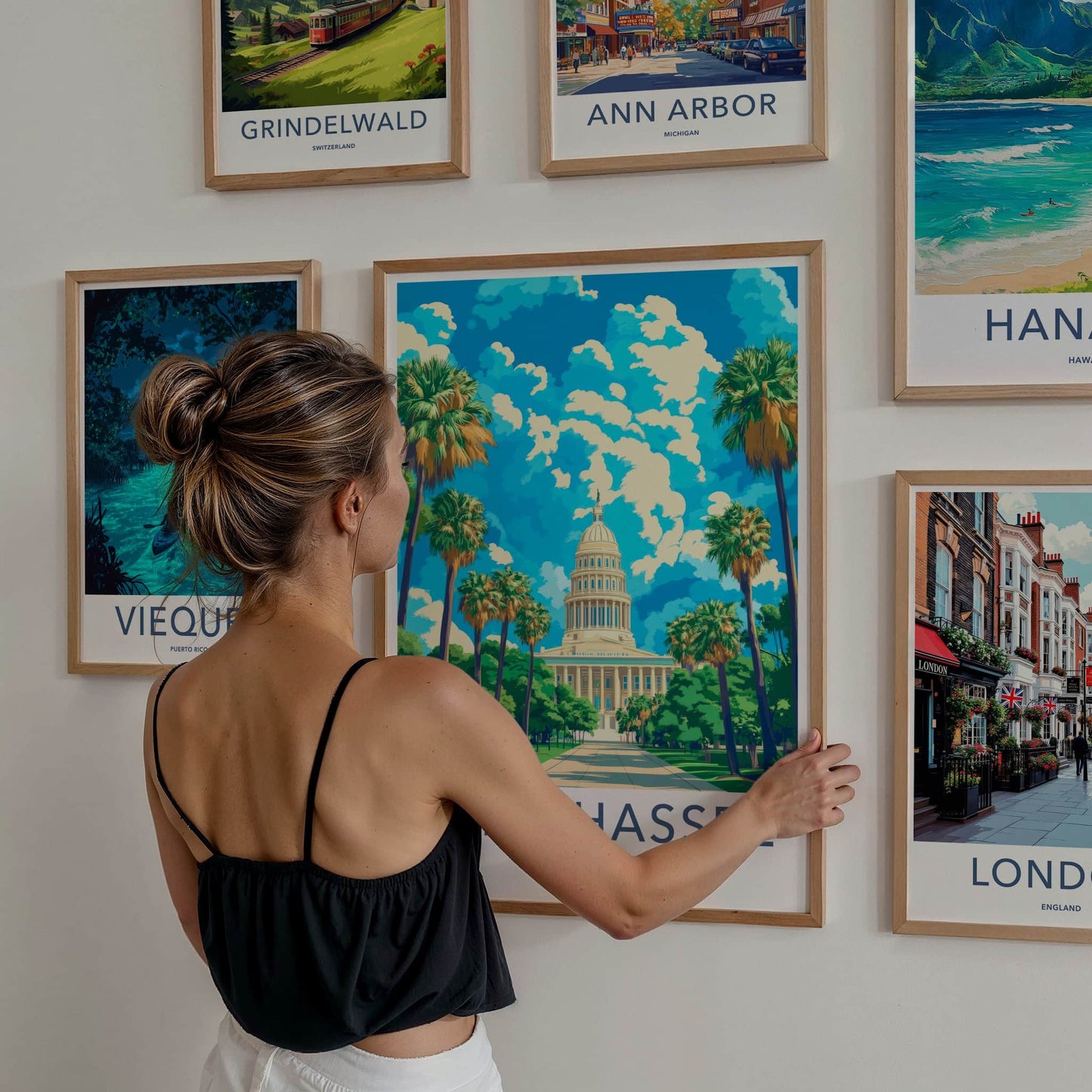 Tallahassee Poster - Florida Travel Art - State Capitol Palms Home Decor