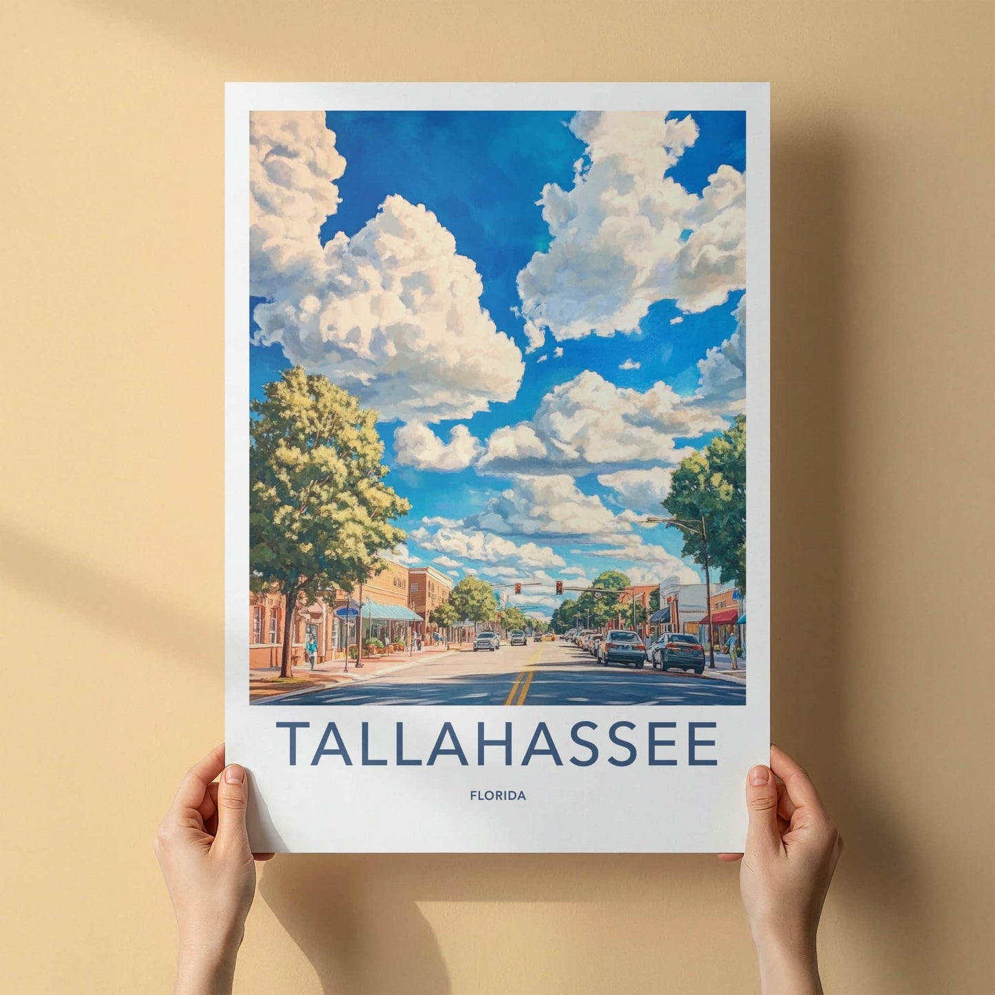 Tallahassee Poster - Florida Travel Art - Vibrant City Street Home Decor