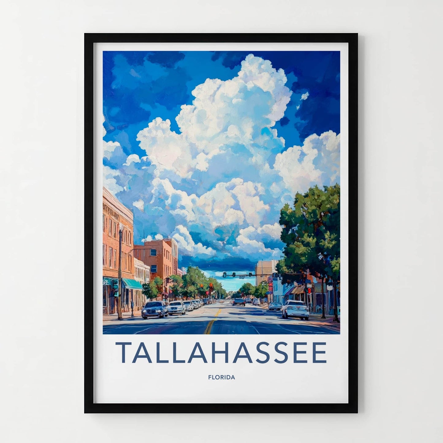 Tallahassee Poster - Florida Wall Art - Cloudy Street Scene Home Decor