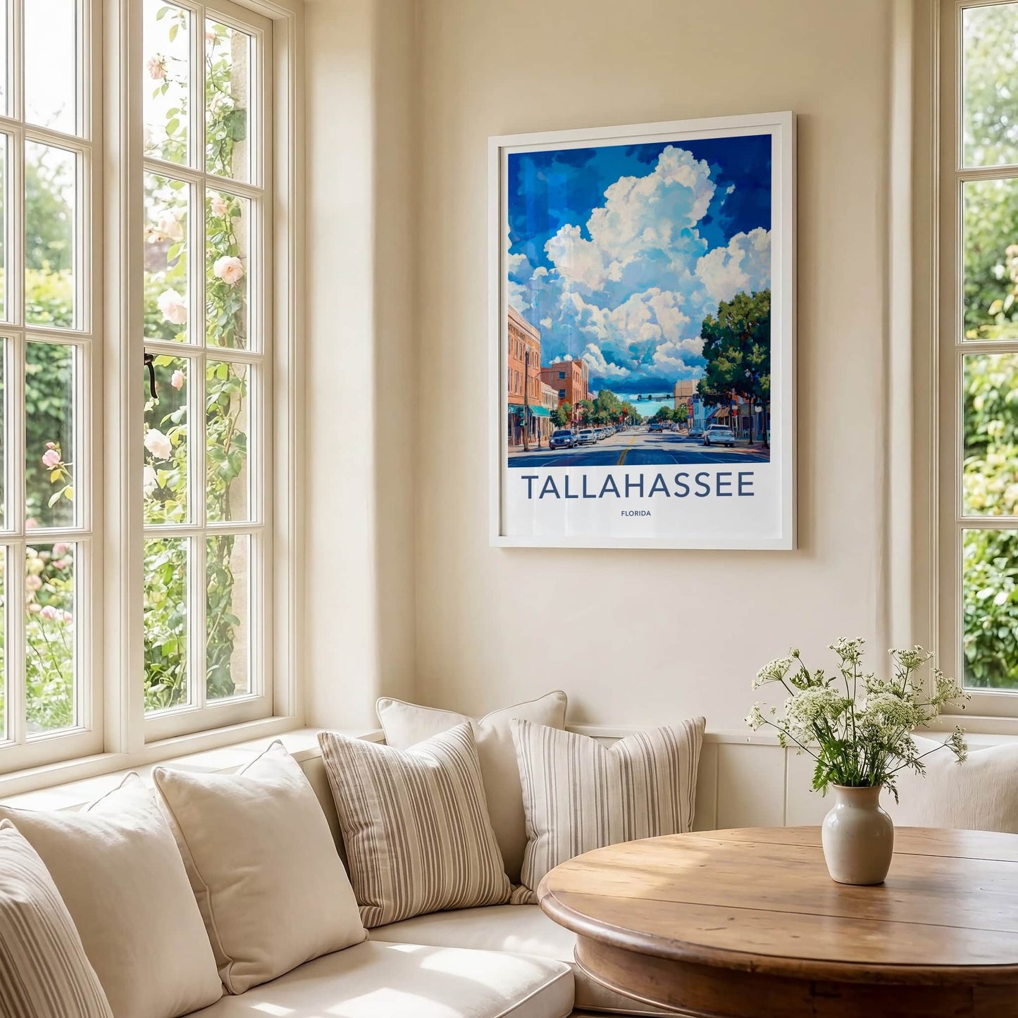 Tallahassee Poster - Florida Wall Art - Cloudy Street Scene Home Decor