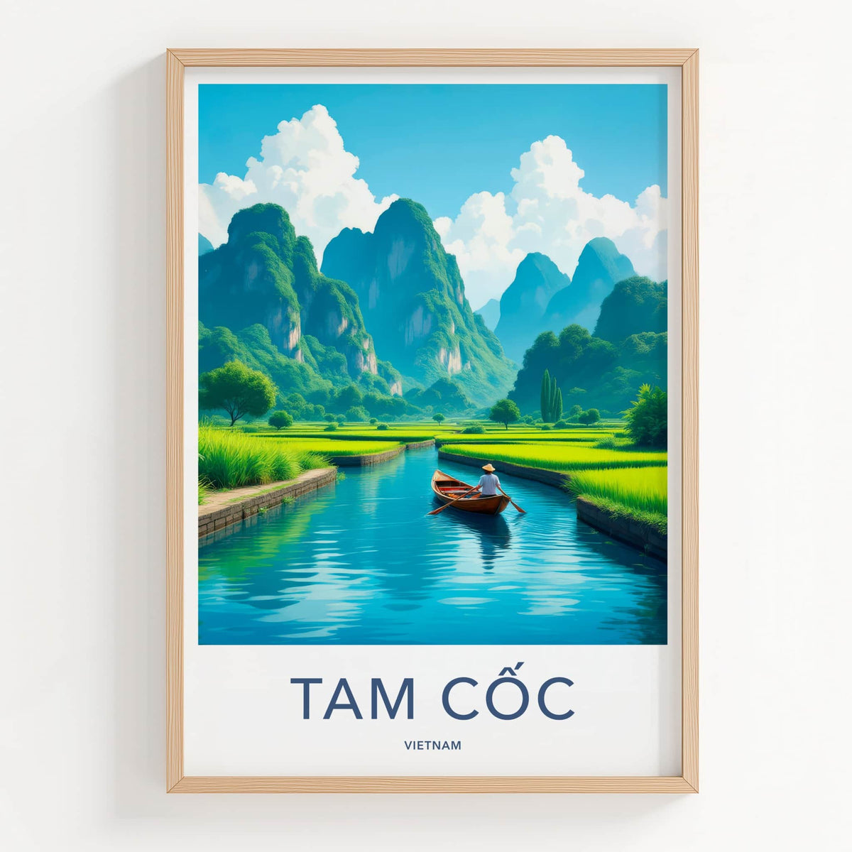 Tam Coc Poster - Vietnam Travel Art - Boat River Mountains Home Decor