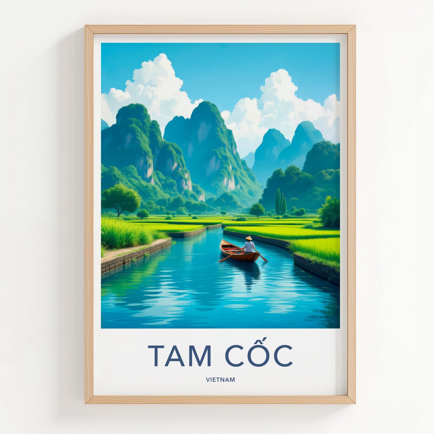 Tam Coc Poster - Vietnam Travel Art - Boat River Mountains Home Decor