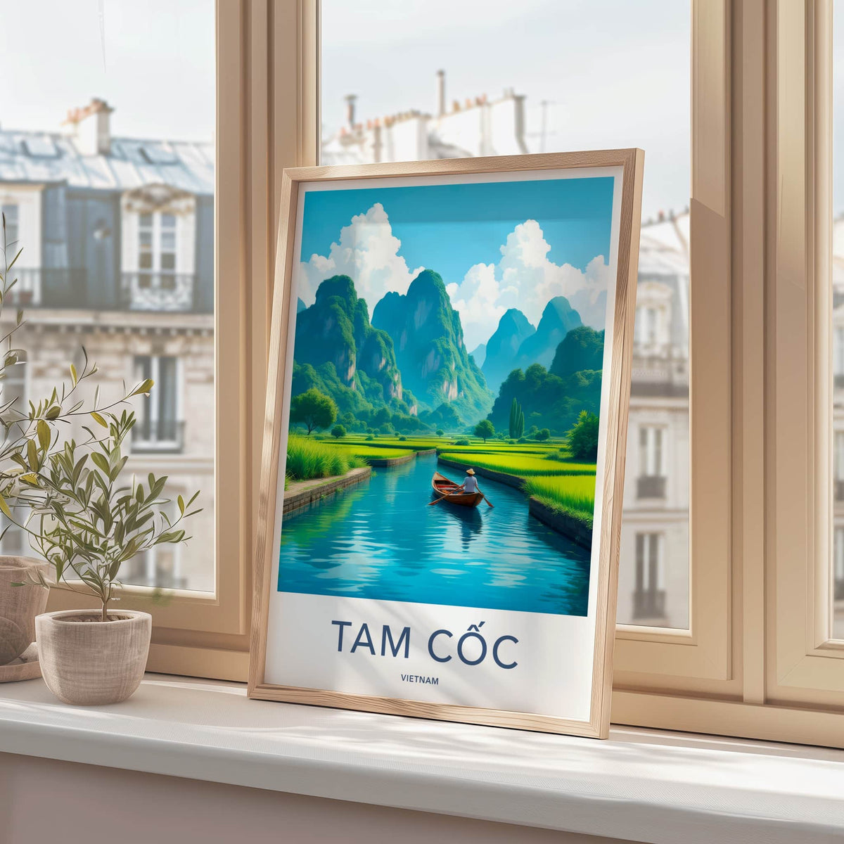 Tam Coc Poster - Vietnam Travel Art - Boat River Mountains Home Decor