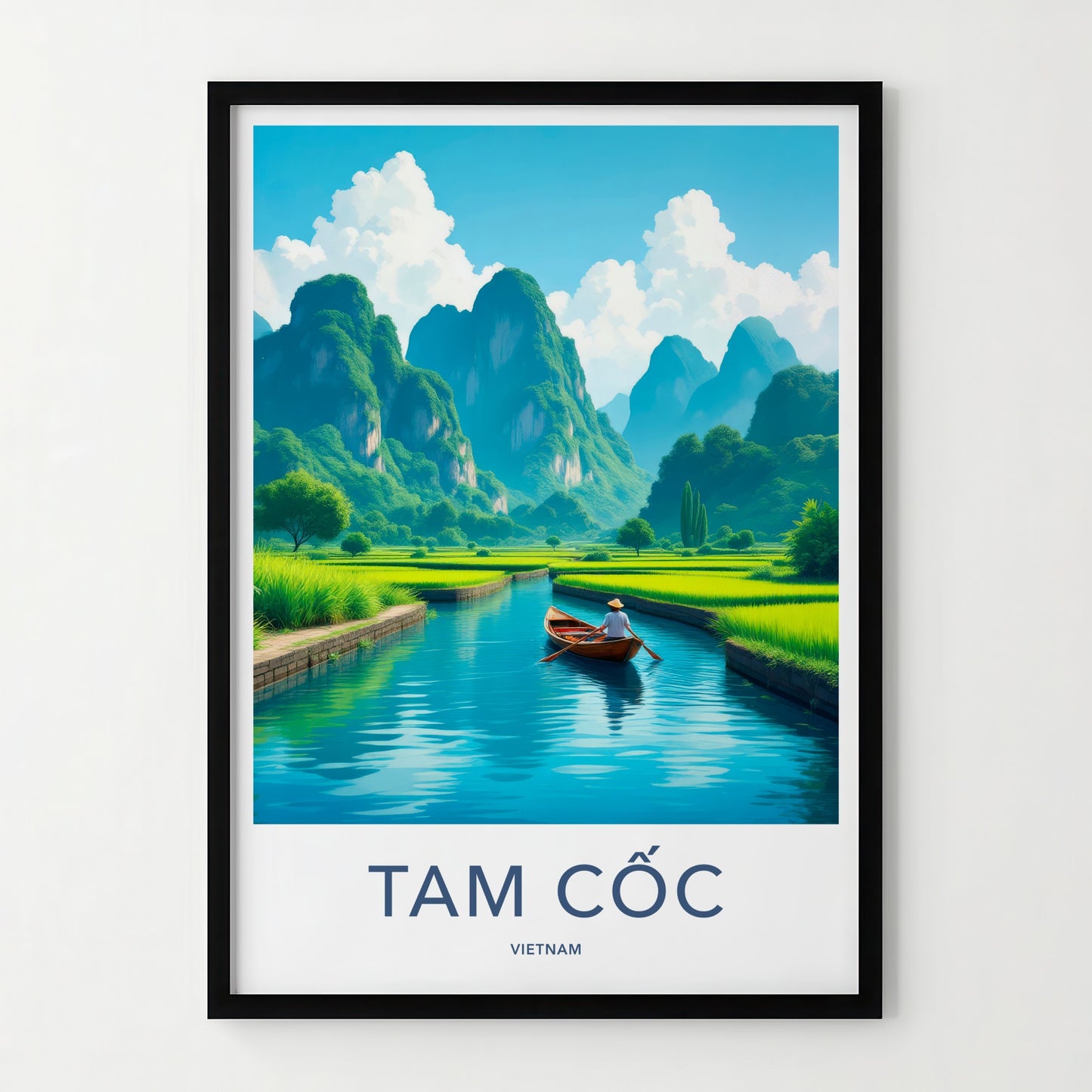 Tam Coc Poster - Vietnam Travel Art - Boat River Mountains Home Decor