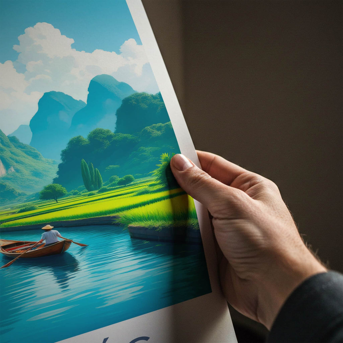 Tam Coc Poster - Vietnam Travel Art - Boat River Mountains Home Decor