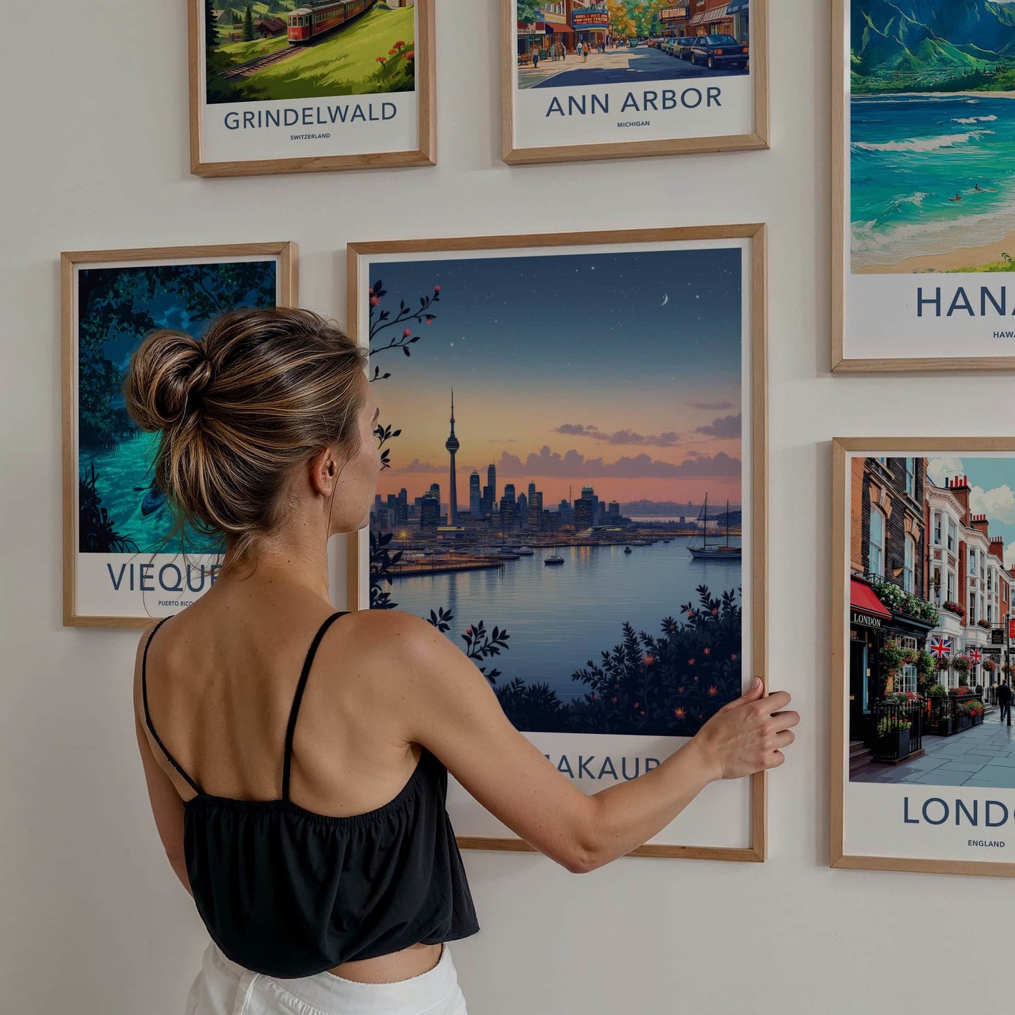 Tamaki Makaurau Poster - New Zealand Travel Art - Harbor City Skyline Home Decor