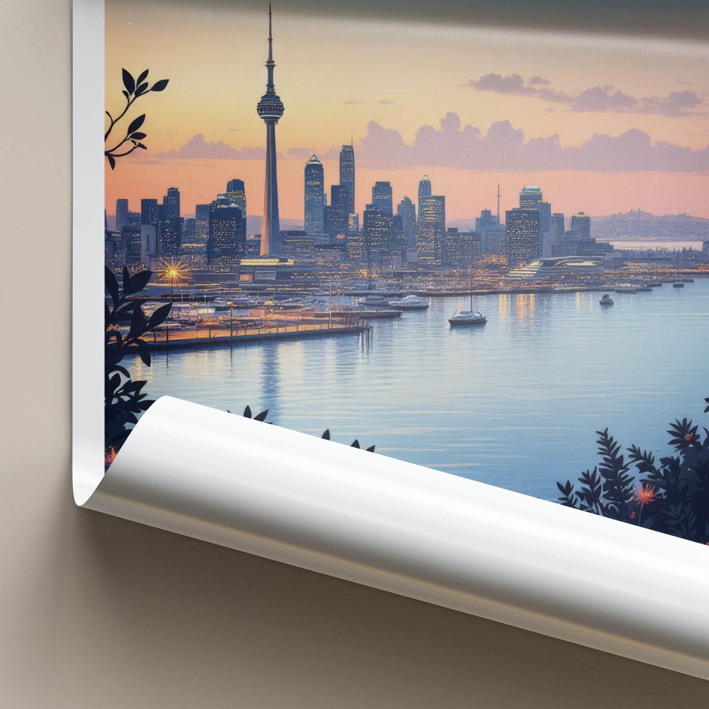 Tamaki Makaurau Poster - New Zealand Travel Art - Harbor City Skyline Home Decor