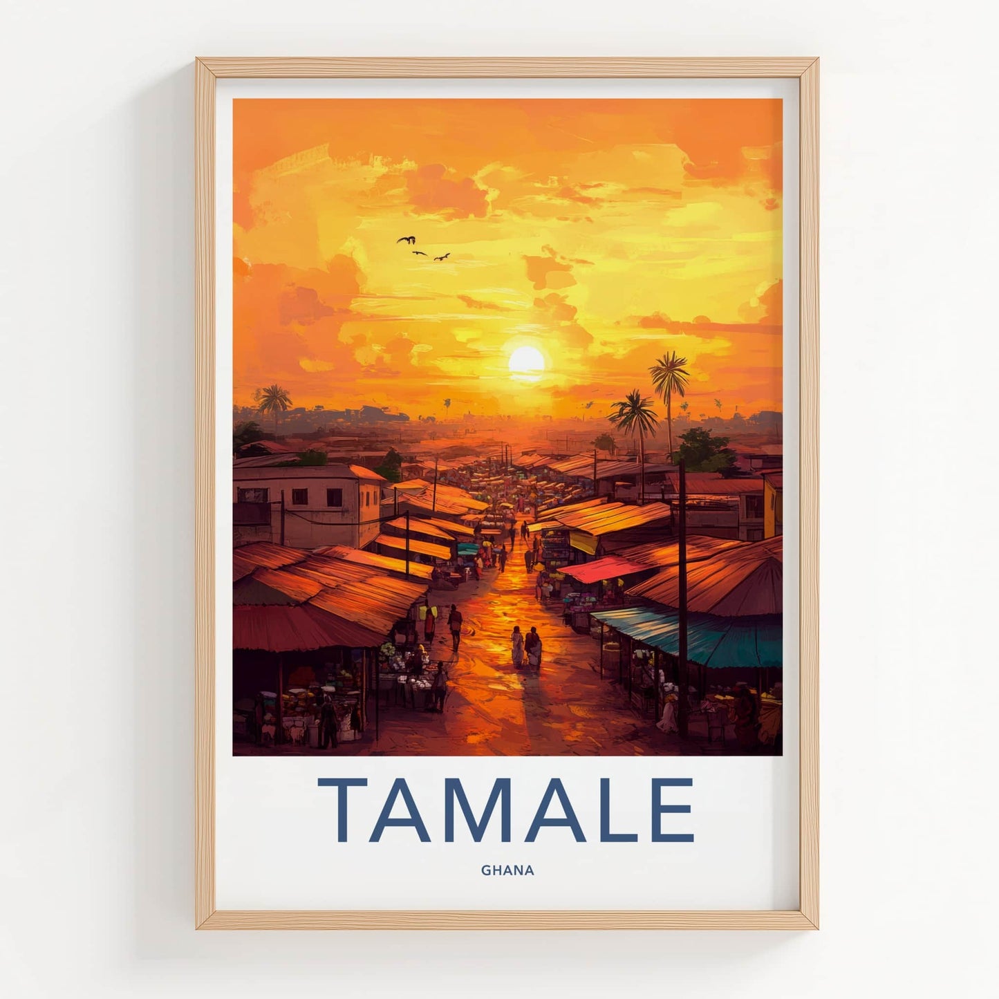 Tamale Poster - Ghana Travel Art - Golden Market Street Home Decor