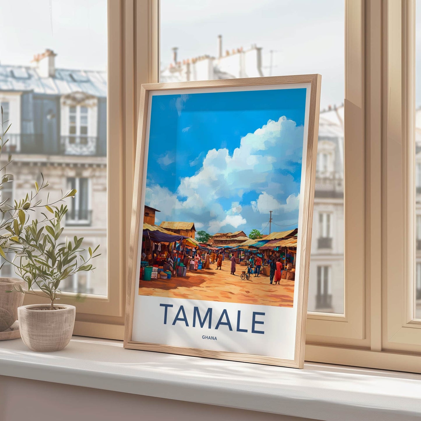 Tamale Poster - Ghana Travel Art - Vibrant Market Scene Home Decor