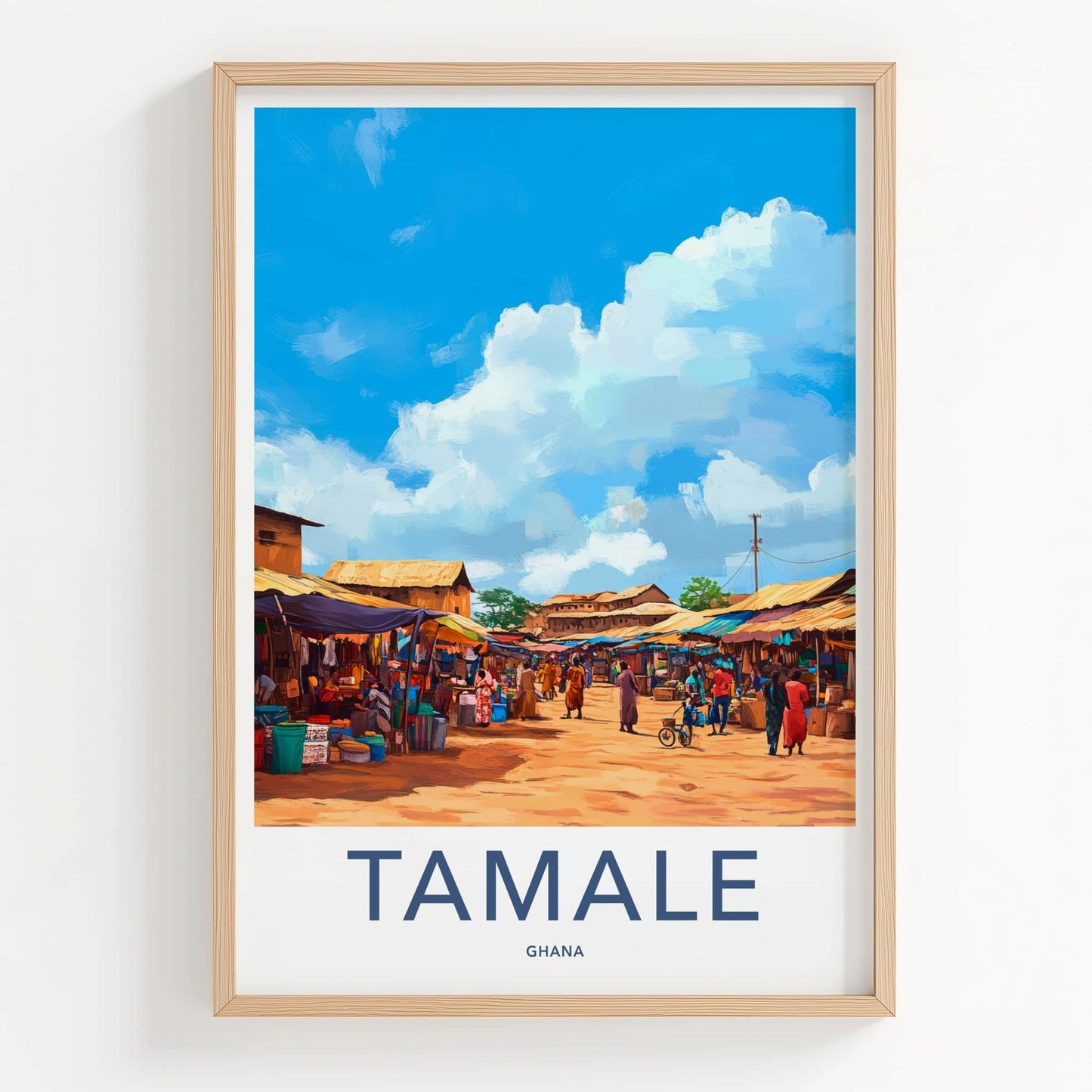 Tamale Poster - Ghana Travel Art - Vibrant Market Scene Home Decor