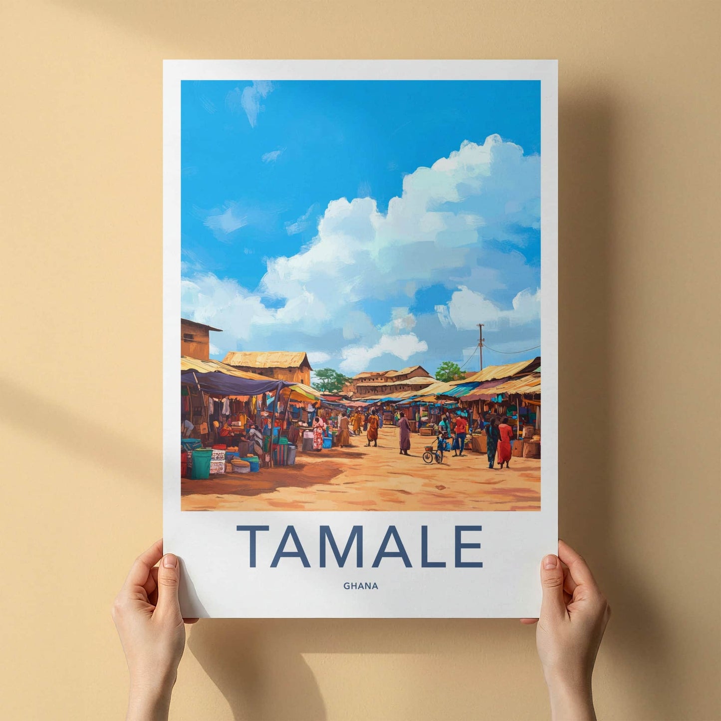 Tamale Poster - Ghana Travel Art - Vibrant Market Scene Home Decor