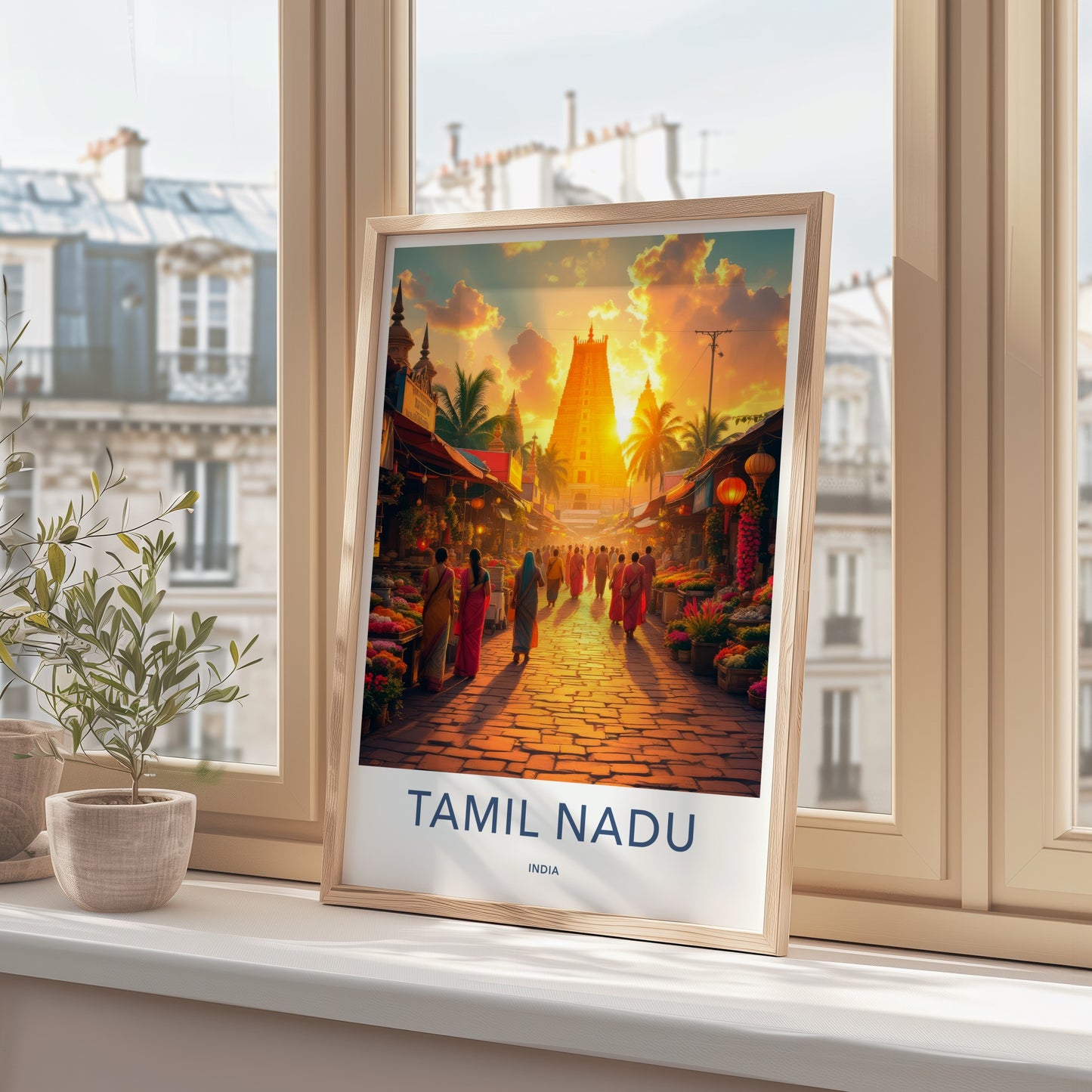 Tamil Nadu Poster - India Art Print - Tamil Nadu Golden Temple Market Home Decor