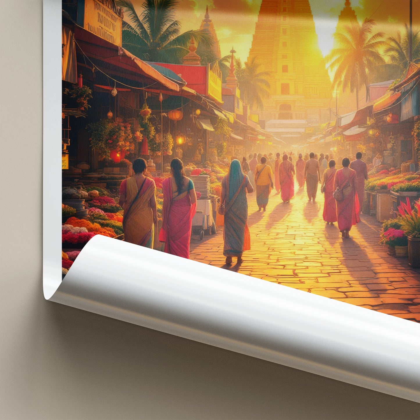 Tamil Nadu Poster - India Art Print - Tamil Nadu Golden Temple Market Home Decor