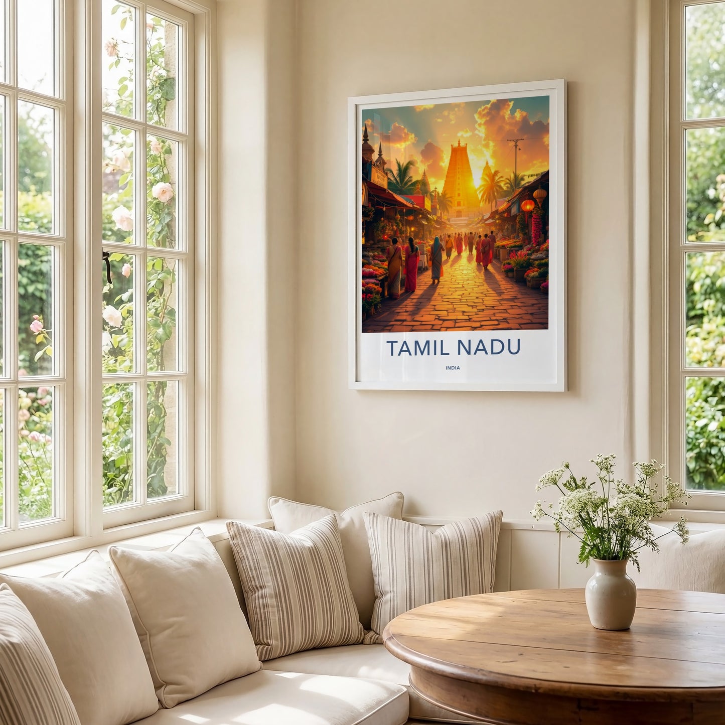 Tamil Nadu Poster - India Art Print - Tamil Nadu Golden Temple Market Home Decor