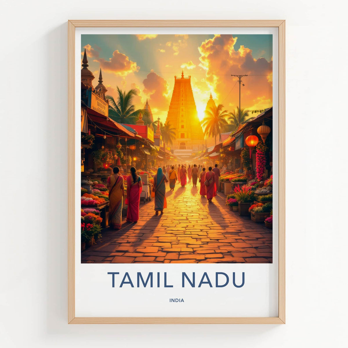 Tamil Nadu Poster - India Art Print - Tamil Nadu Golden Temple Market Home Decor
