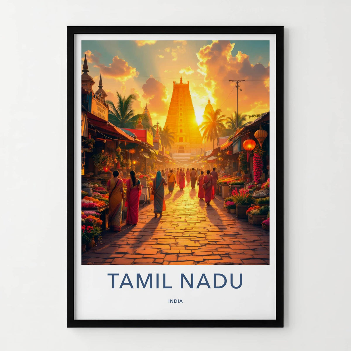 Tamil Nadu Poster - India Art Print - Tamil Nadu Golden Temple Market Home Decor