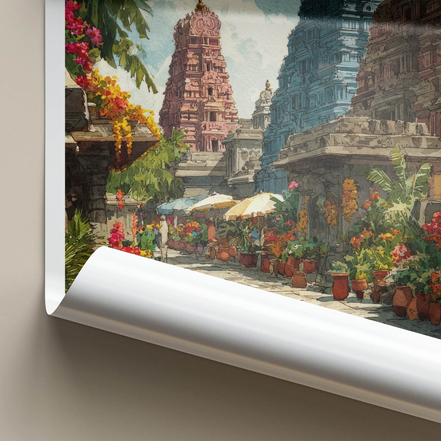Tamil Nadu Poster - India Travel Art - Colorful Temple Town Home Decor