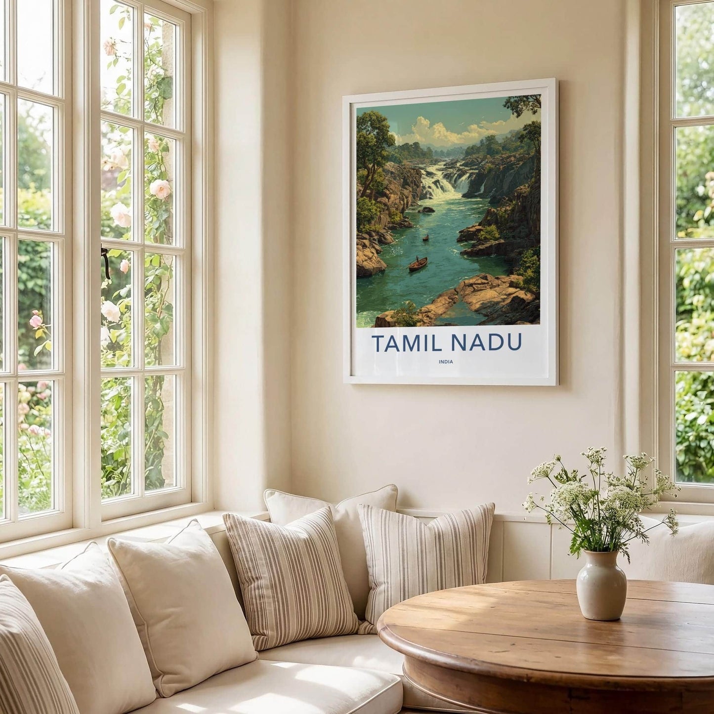 Tamil Nadu Poster - India Travel Art - Tamil Nadu Rocky River Falls Home Decor