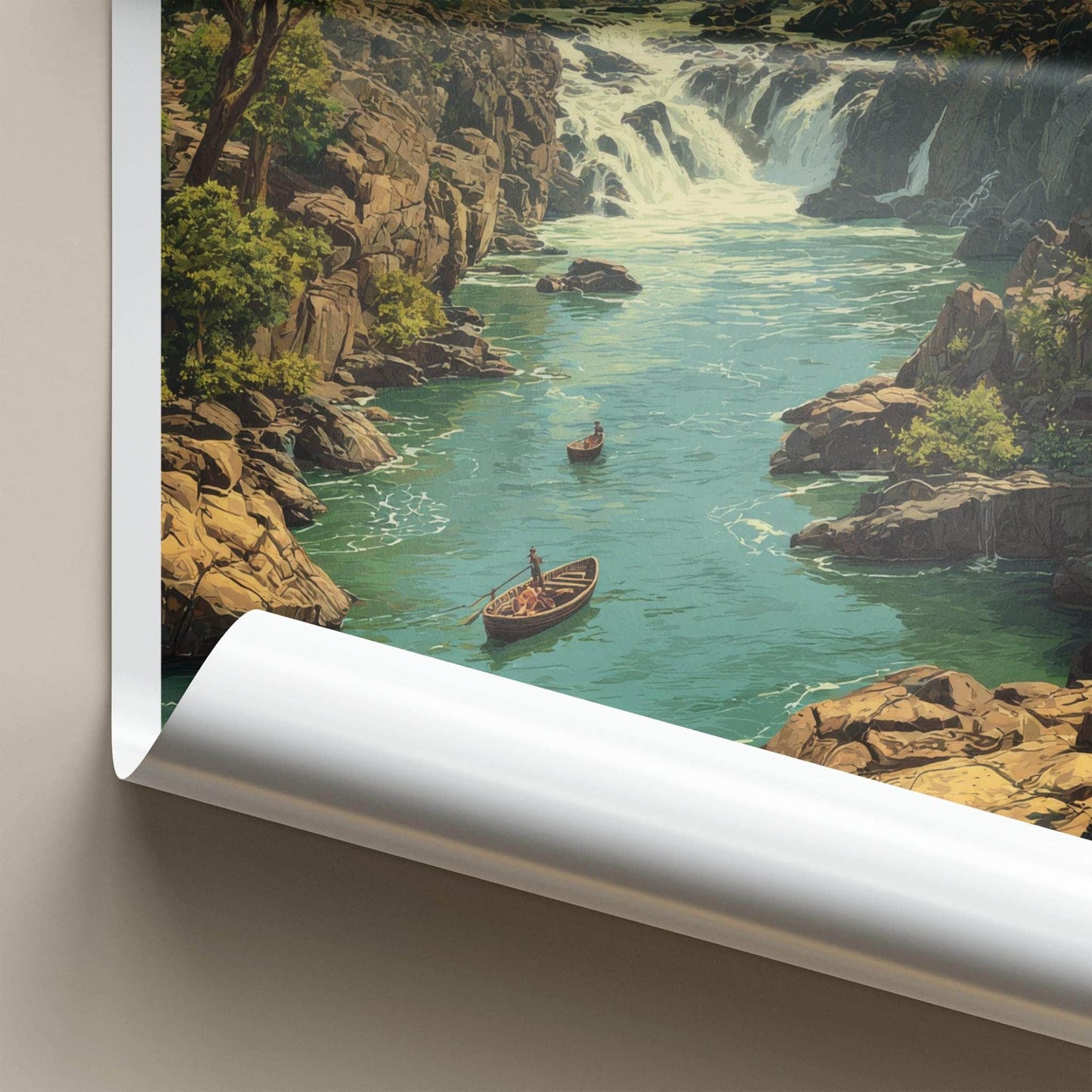 Tamil Nadu Poster - India Travel Art - Tamil Nadu Rocky River Falls Home Decor
