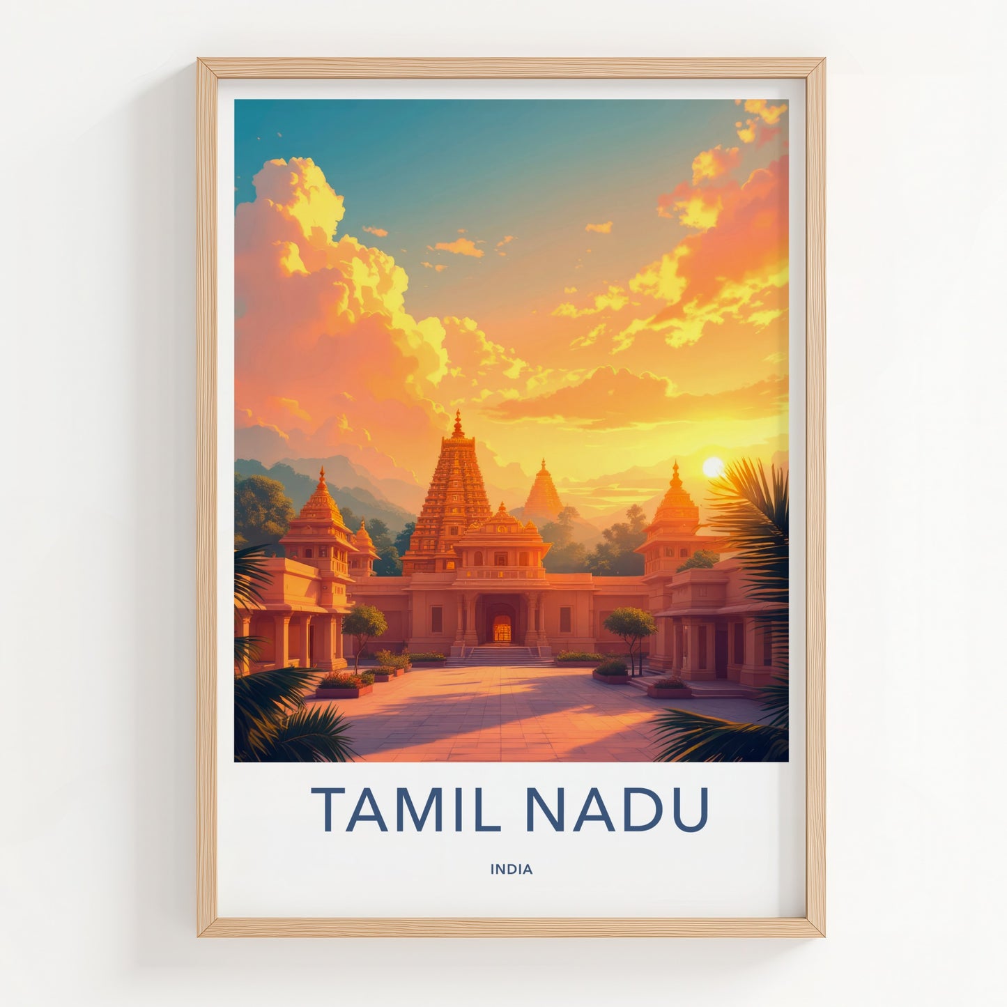 Tamil Nadu Poster - India Travel Art - Tamil Nadu Sacred Temple Glow Home Decor