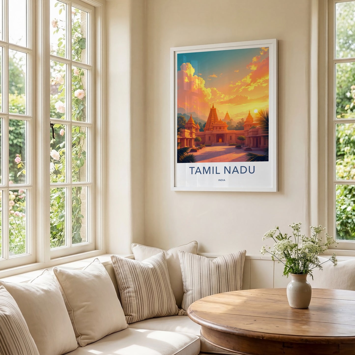 Tamil Nadu Poster - India Travel Art - Tamil Nadu Sacred Temple Glow Home Decor